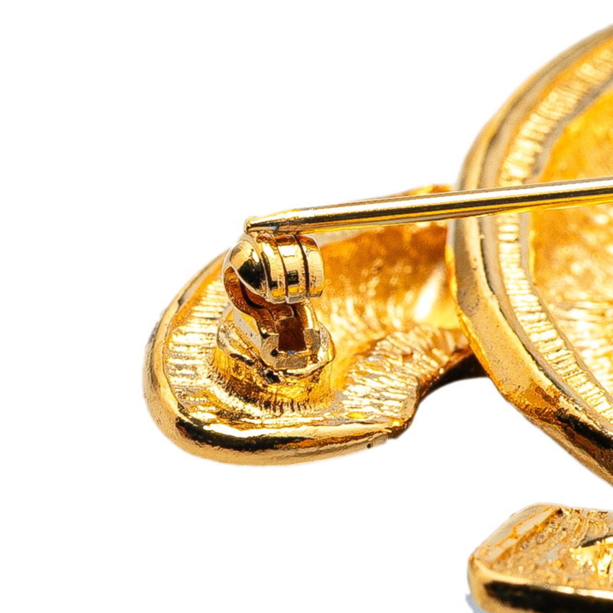 CC Logo Brooch Gold-Tone Metal