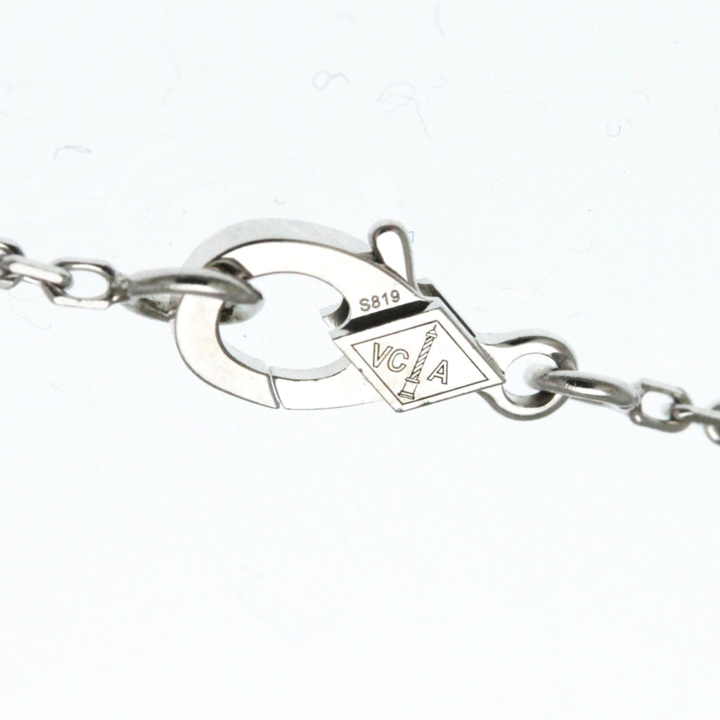 Vintage Alhambra Pendant Necklace Sterling Silver and 18K White Gold and Mother of Pearl