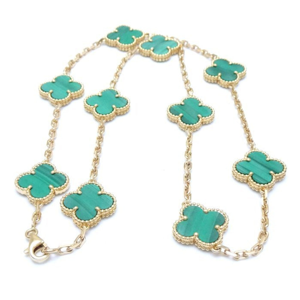 Alhambra Pendant Necklace 18K Yellow Gold and Malachite