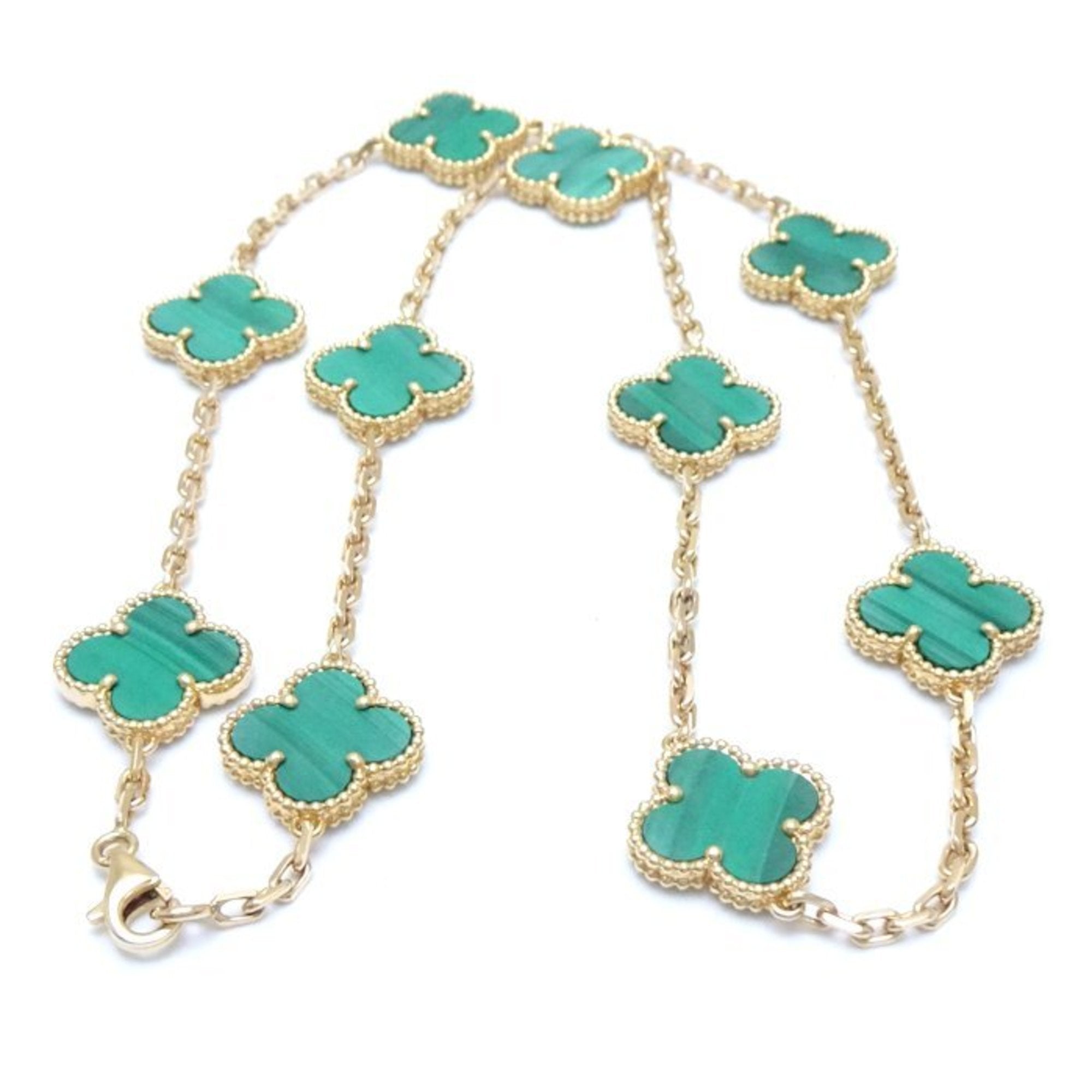 Alhambra Pendant Necklace 18K Yellow Gold and Malachite