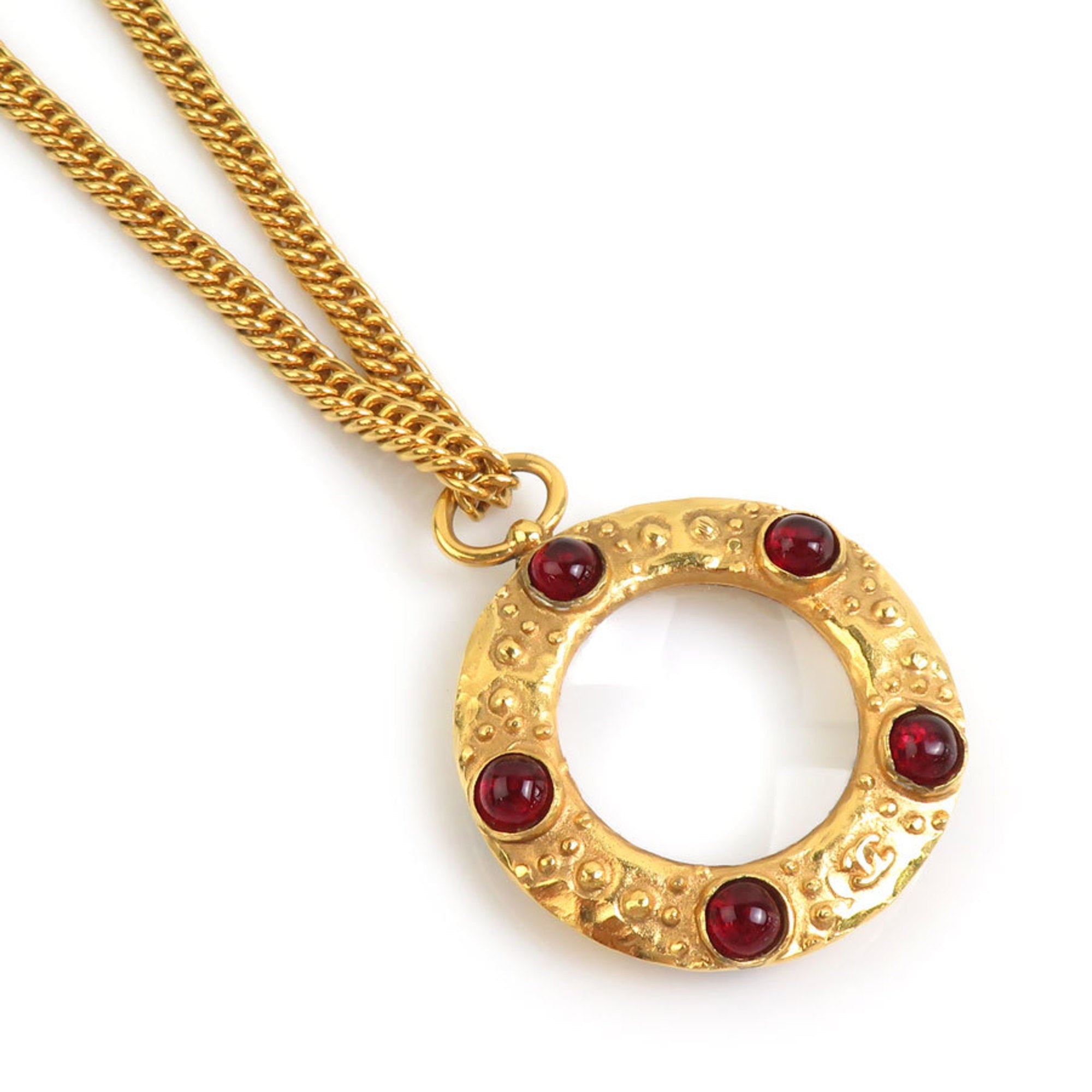 CC Logo Pendant Necklace Gold-Tone Metal