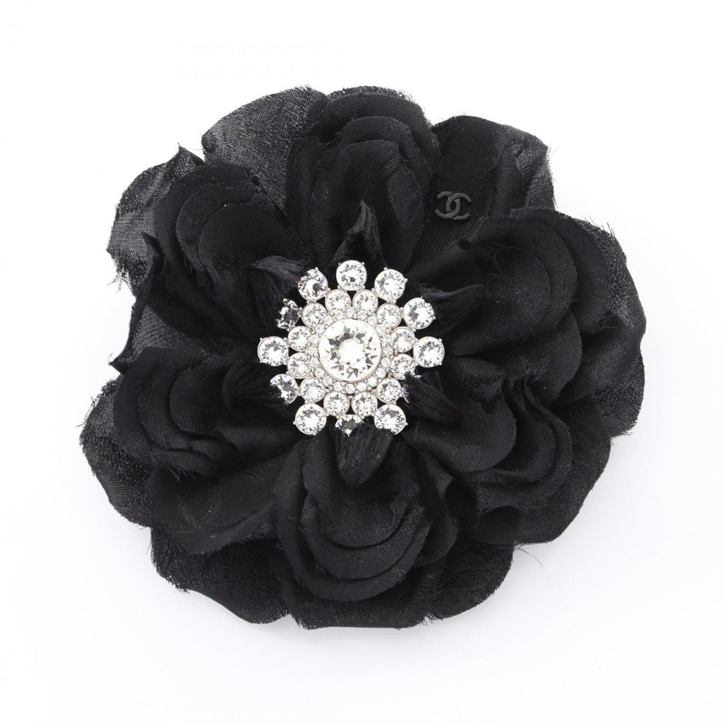 Camellia Brooch Silk Black
