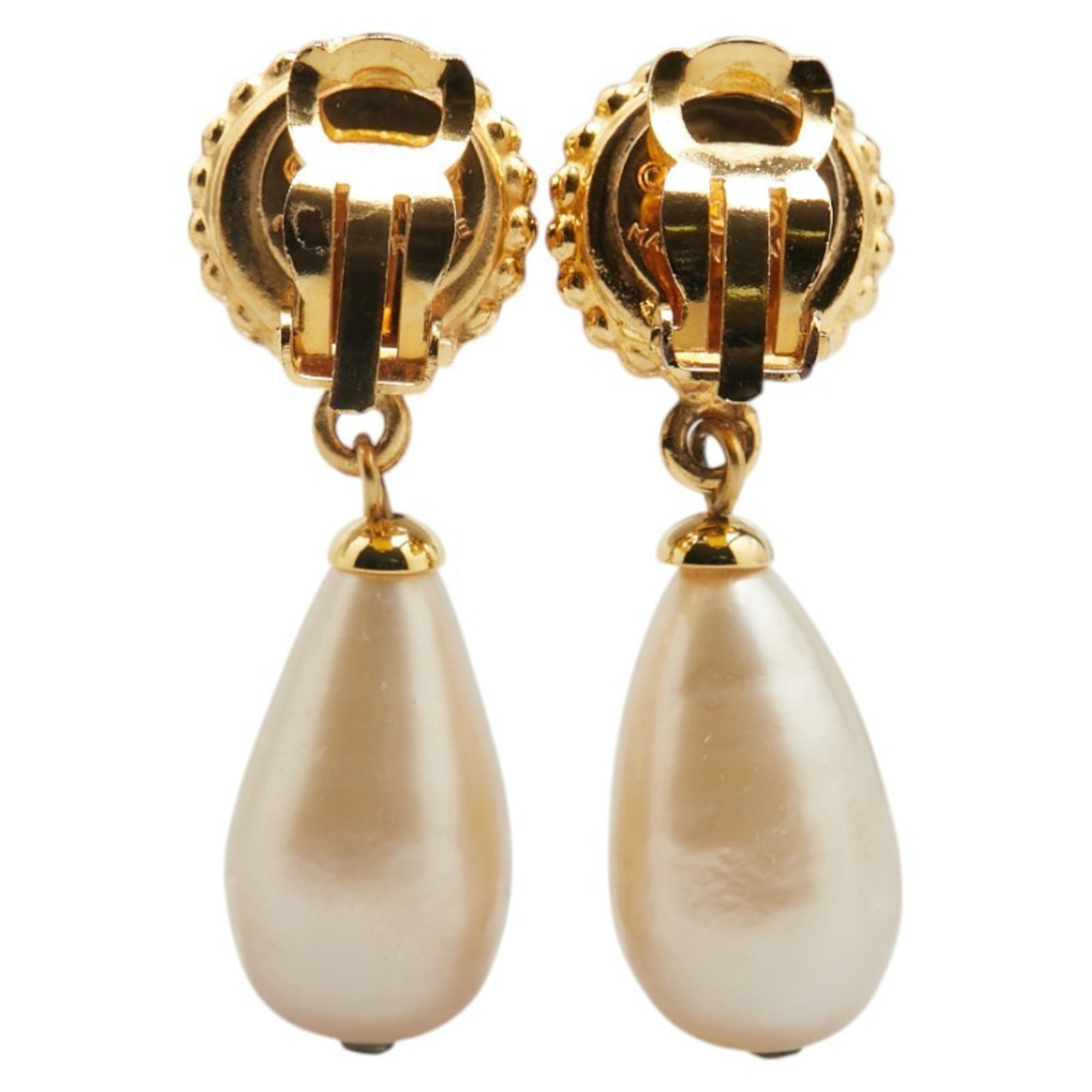 Earrings Pearl Gold-Tone Metal