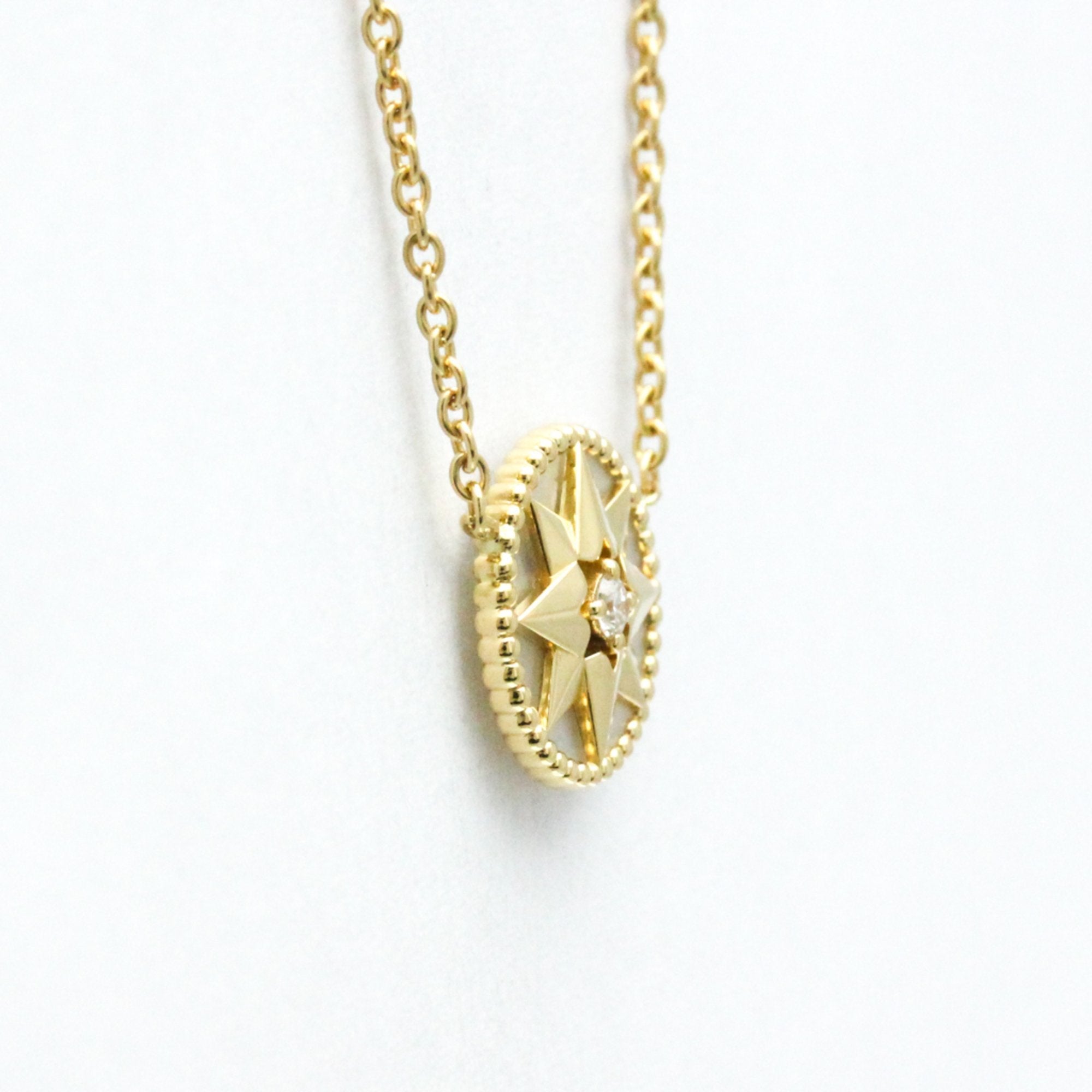 Pendant Necklace 18K Yellow Gold with Diamond and Mother of Pearl