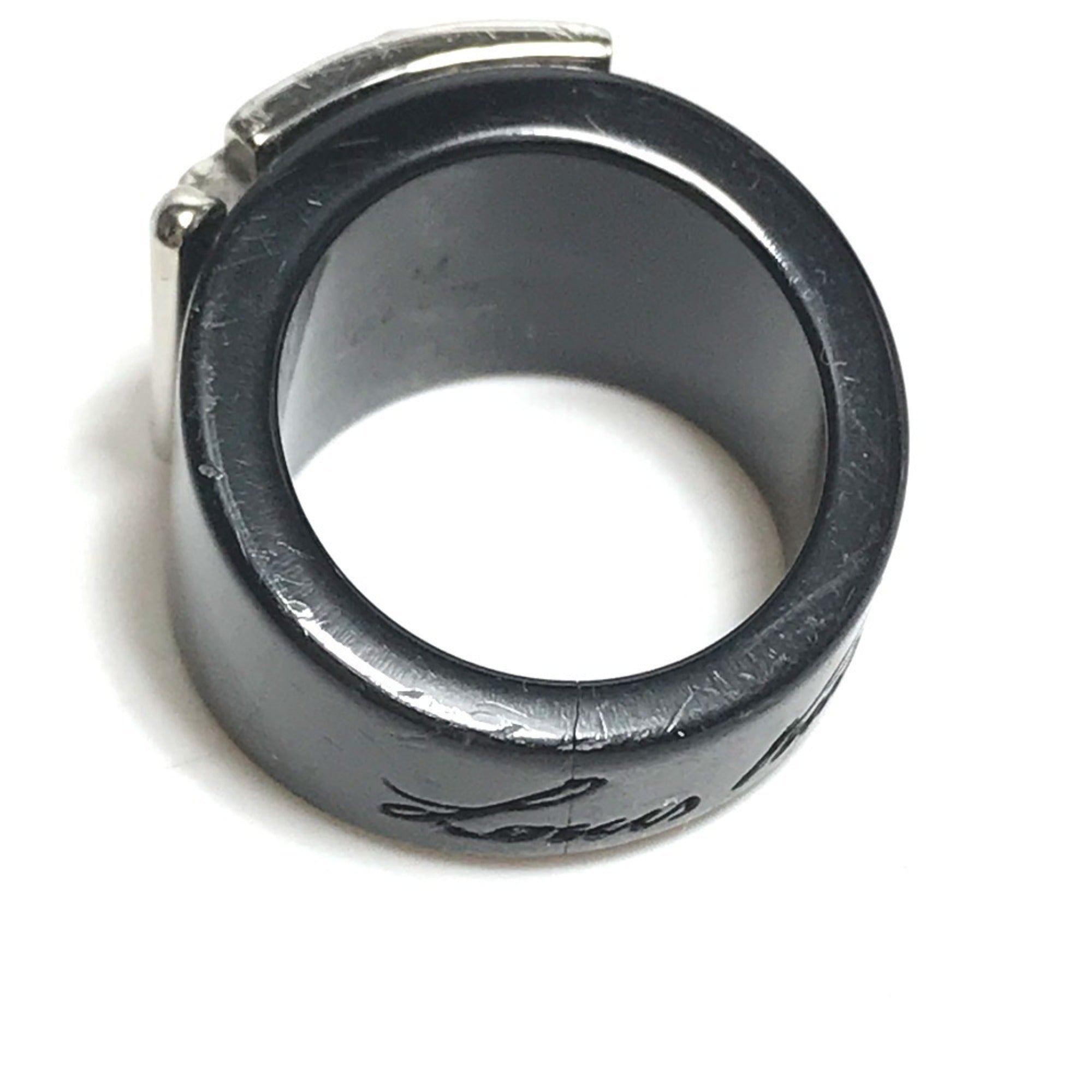 Band Ring Plastic Black and Silver