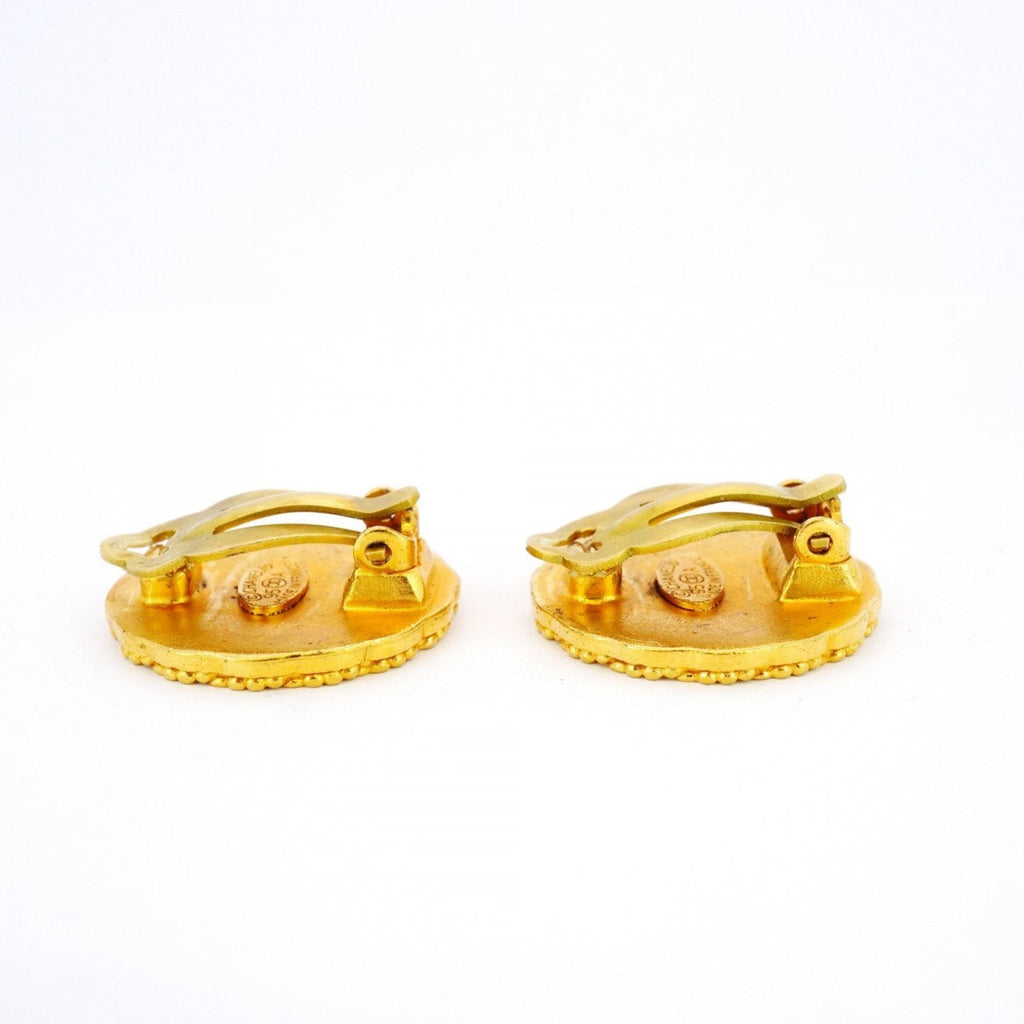 CC Logo Circle Clip-On Earrings Metal Gold-Tone Metal