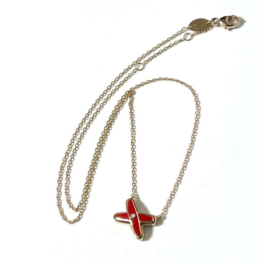 Jeux de Liens Pendant Necklace Enamel and 18K Rose Gold