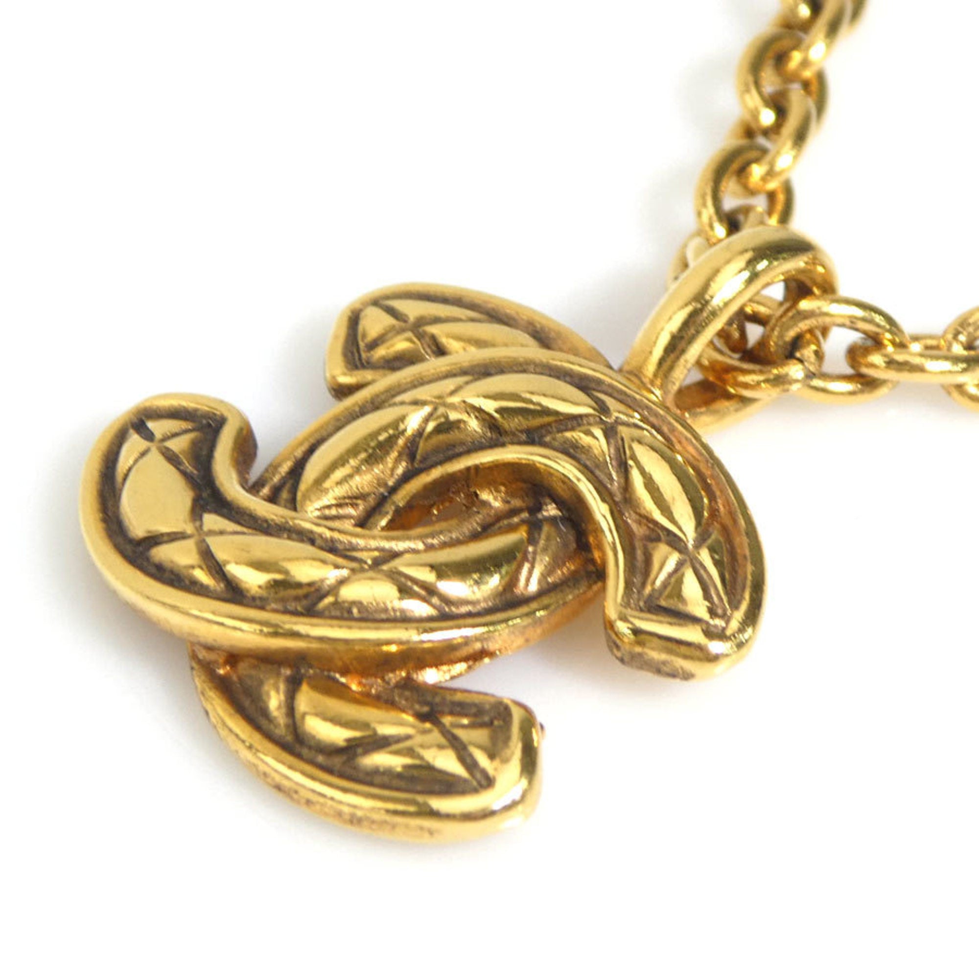 CC Logo Pendant Necklace Gold-Tone Metal