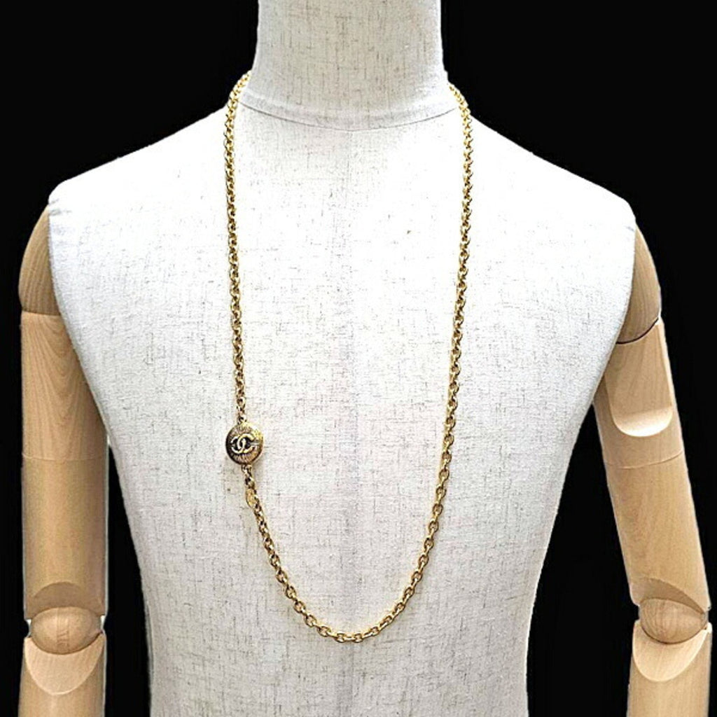 CC Logo Chain Pendant Necklace Gold-Tone Metal