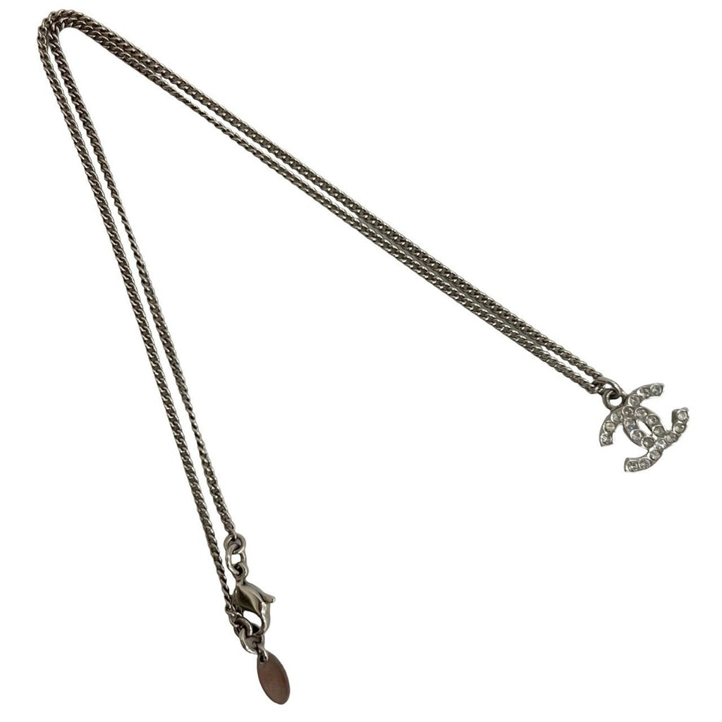 CC Logo Pendant Necklace Silver-Tone Metal
