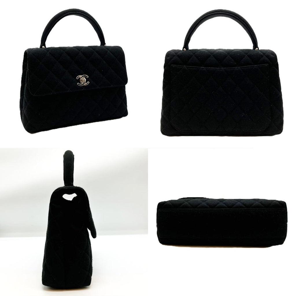 Vintage Classic Top Handle Flap Bag Quilted Caviar Medium