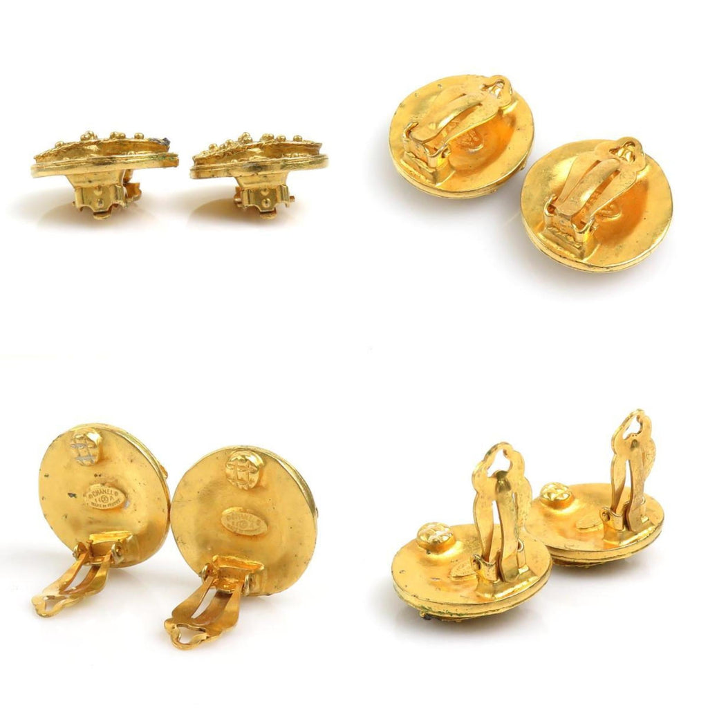 CC Logo Clip-On Earrings Gold-Tone Metal Gold-Tone Metal