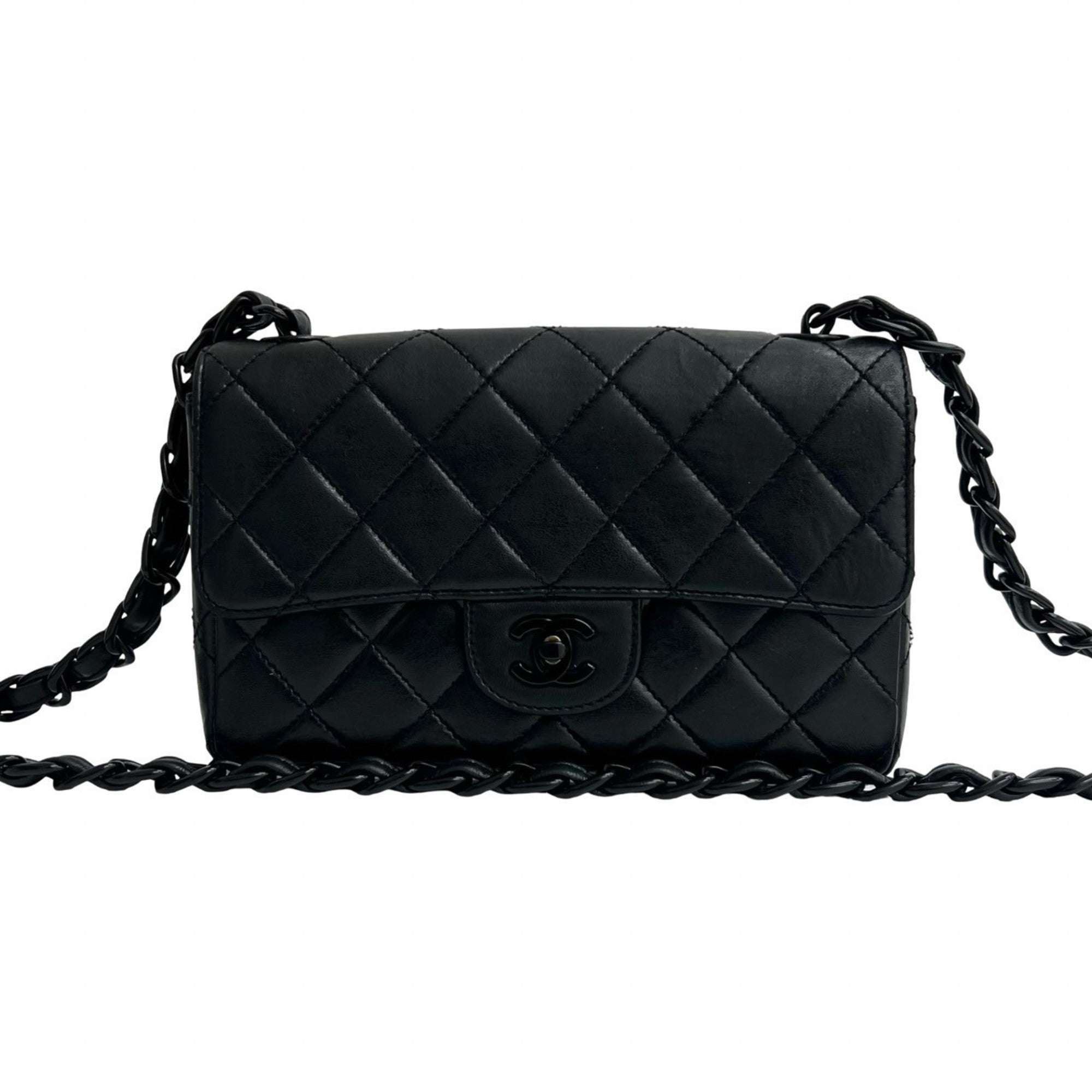 So Black Classic Single Flap Bag Quilted Crumpled Calfskin Mini