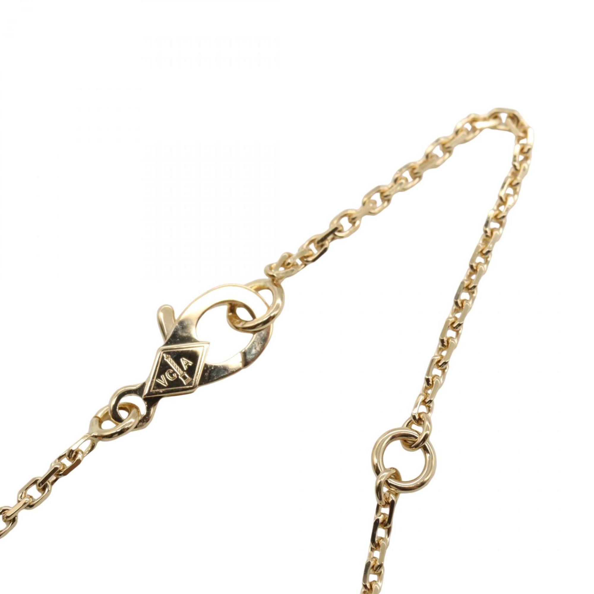Vintage Alhambra Pendant Necklace 18K Yellow Gold and Malachite