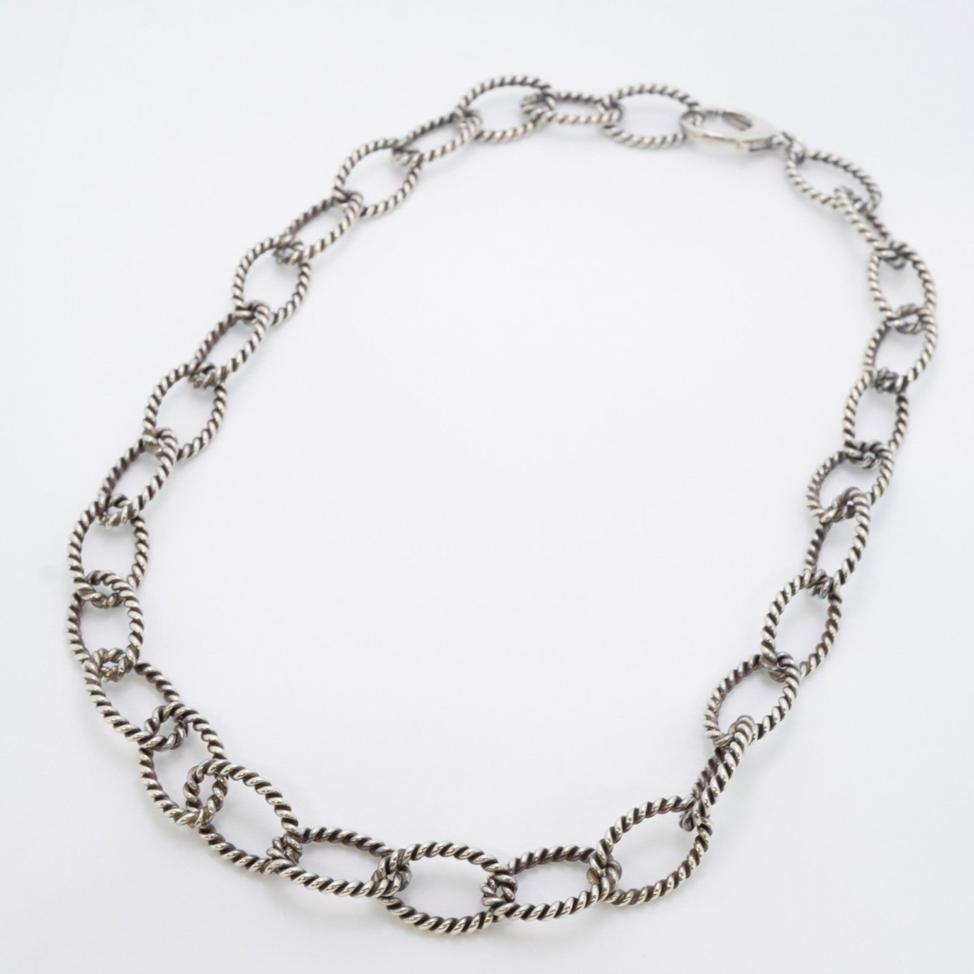 Twist Circle Pendant Necklace Sterling Silver