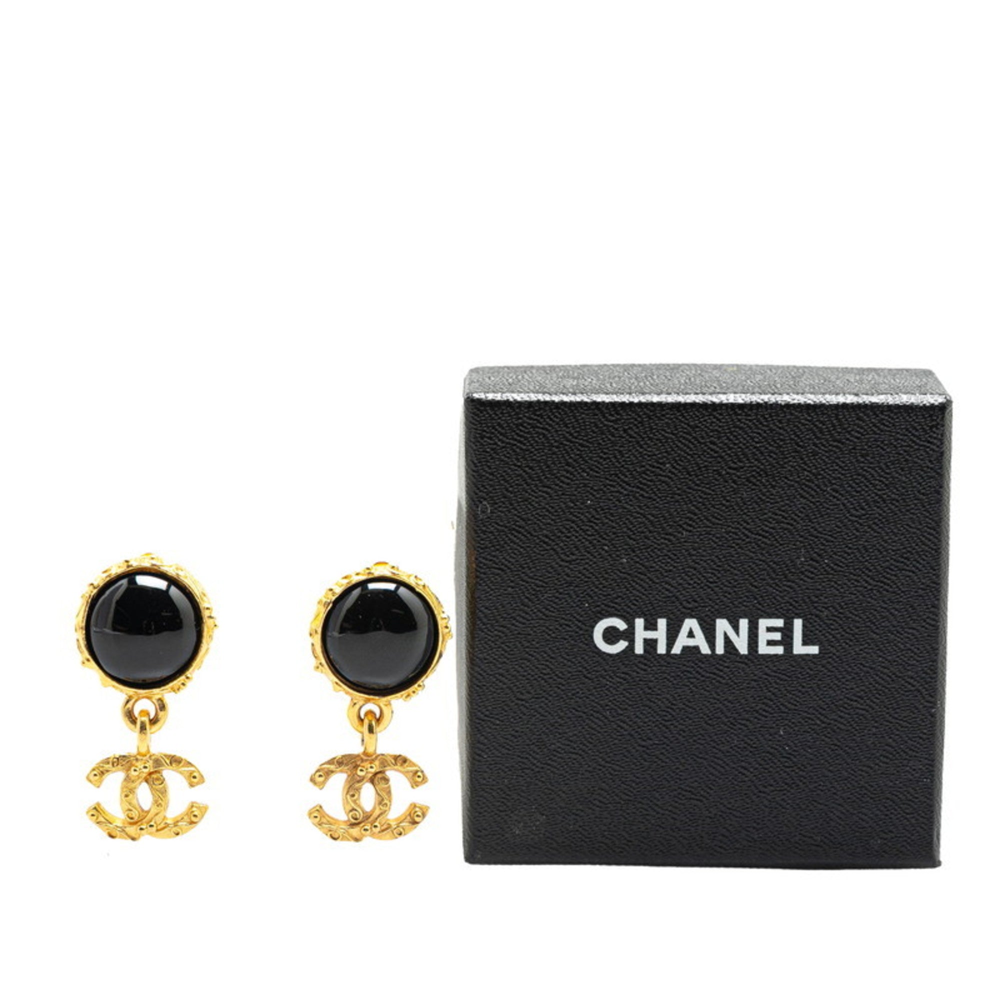 CC Logo Clip-On Earrings Metal Gold-Tone Metal