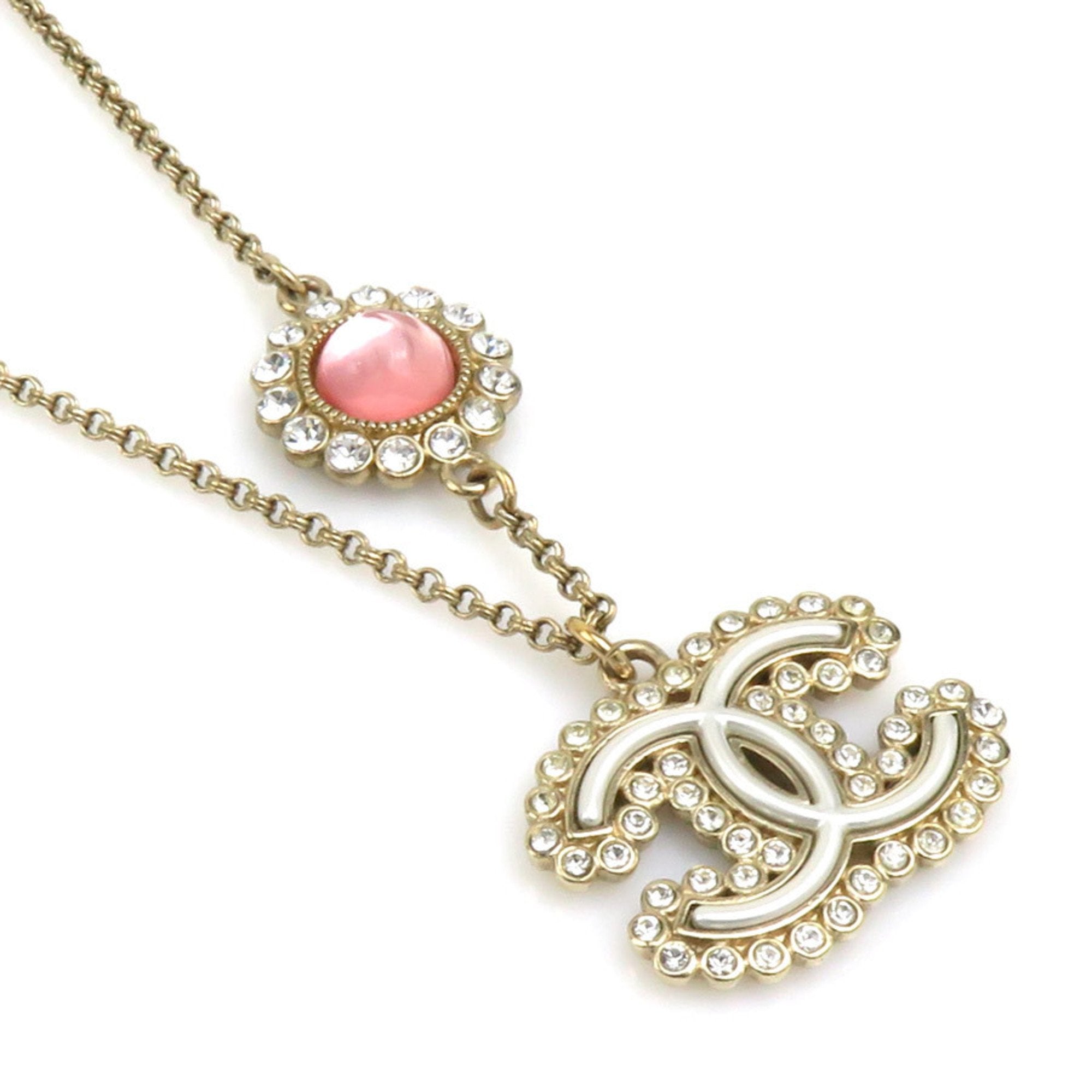 CC Logo Pendant Necklace Gold-Tone Metal