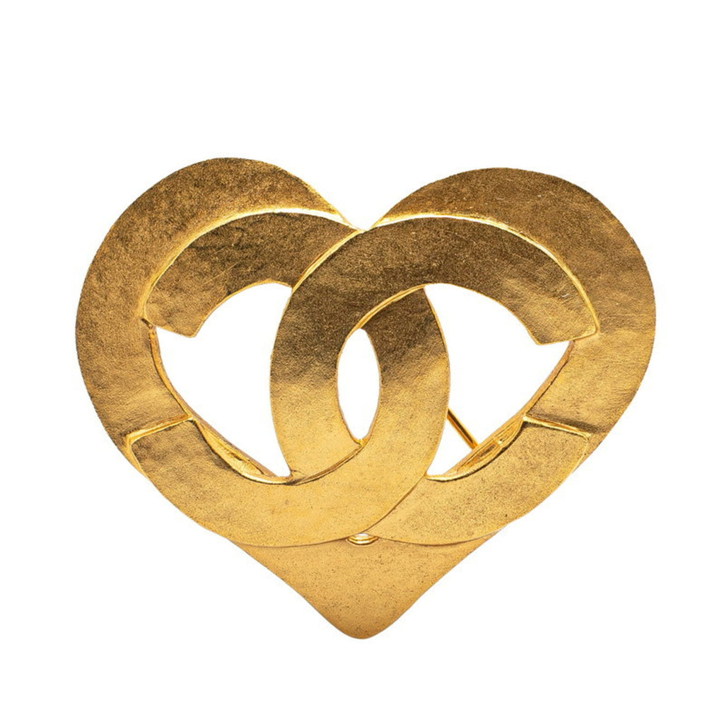 CC Logo Heart Brooch Metal