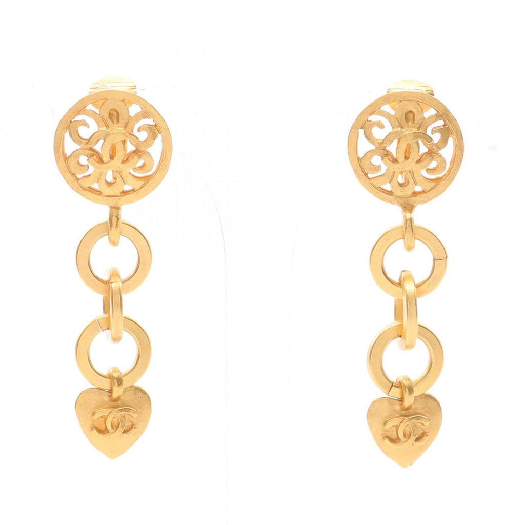 CC Logo Clip-On Earrings Metal Gold-Tone Metal