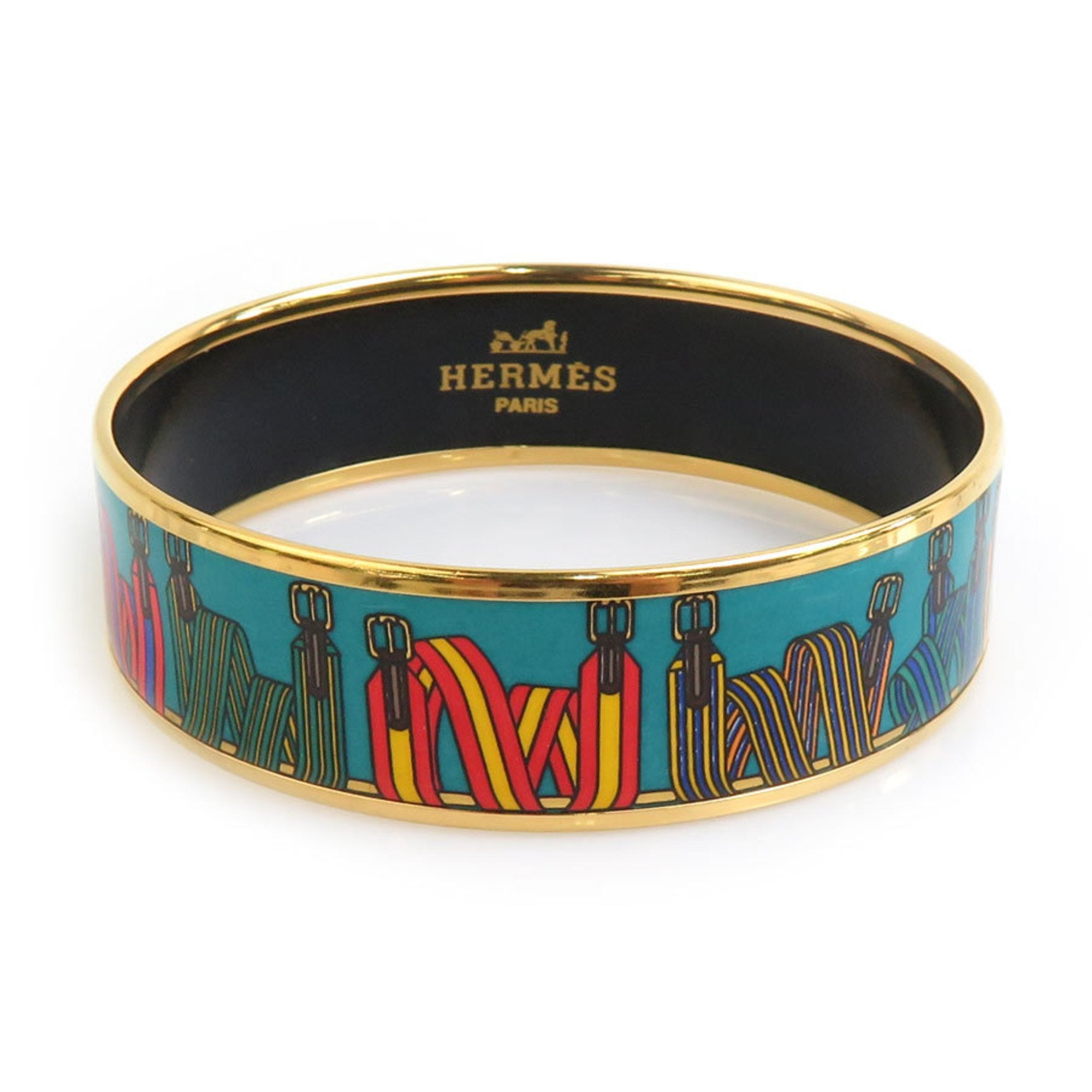 Enamel and Metal Bracelet Blue and Gold and Multi-color
