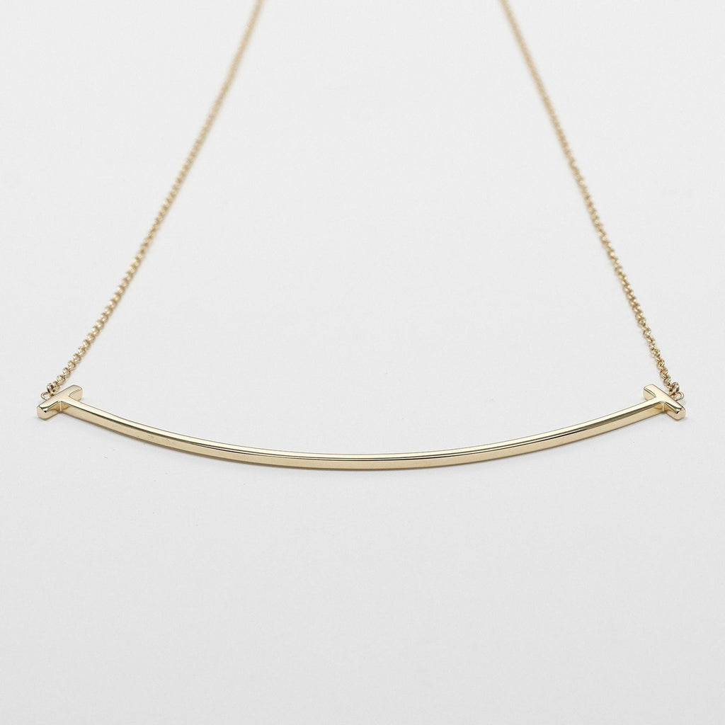 T Smile Pendant Necklace 18K Yellow Gold