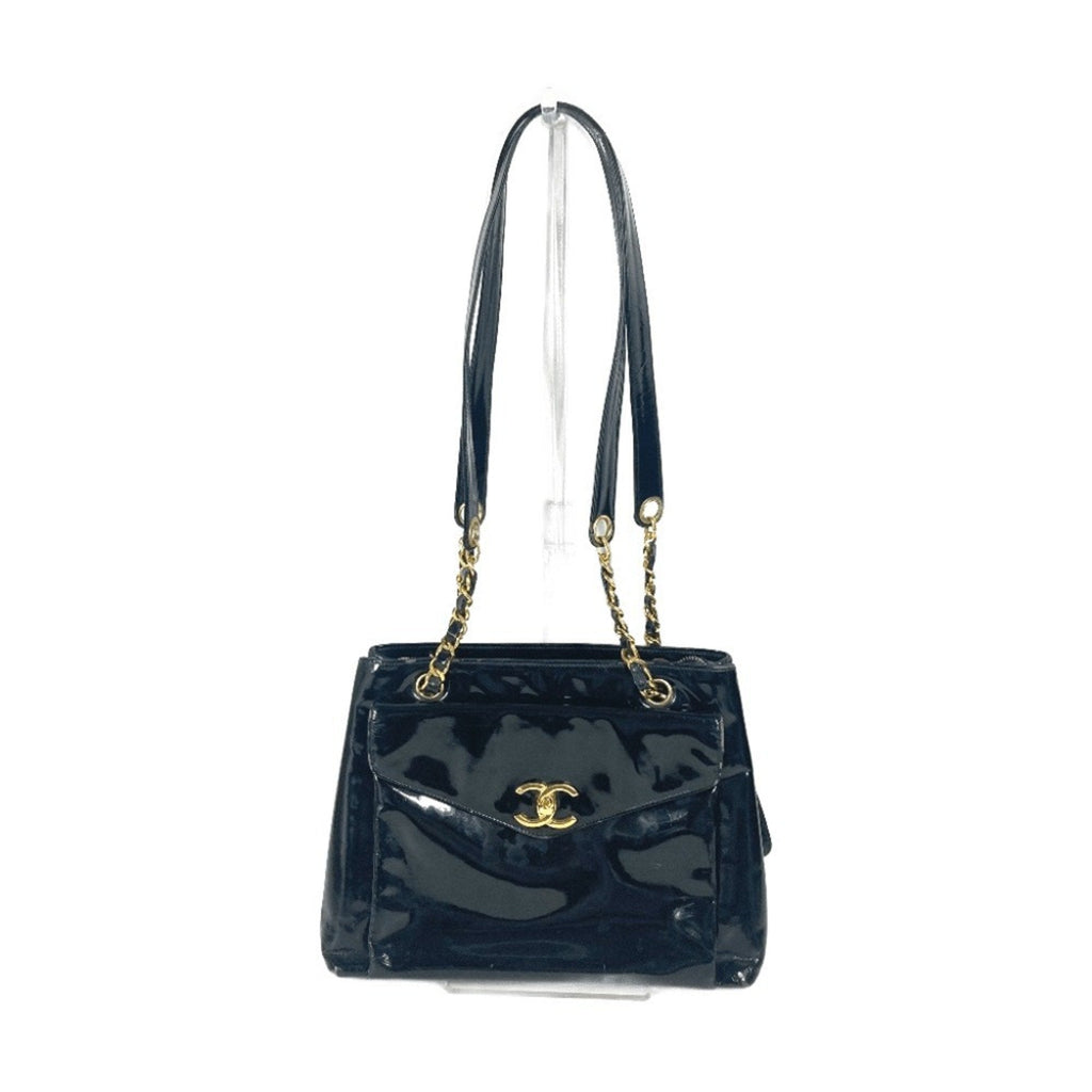 Vintage Front Pocket Chain Tote Patent Medium