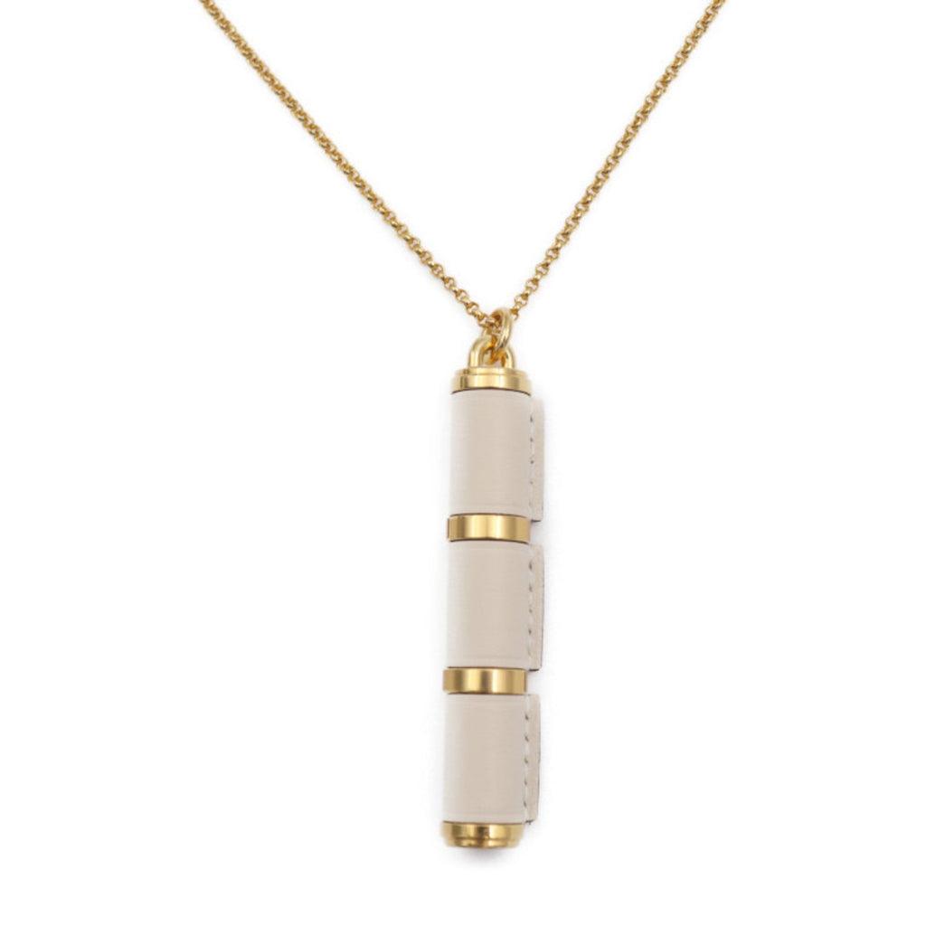 Pendant Necklace Metal and Swift Leather
