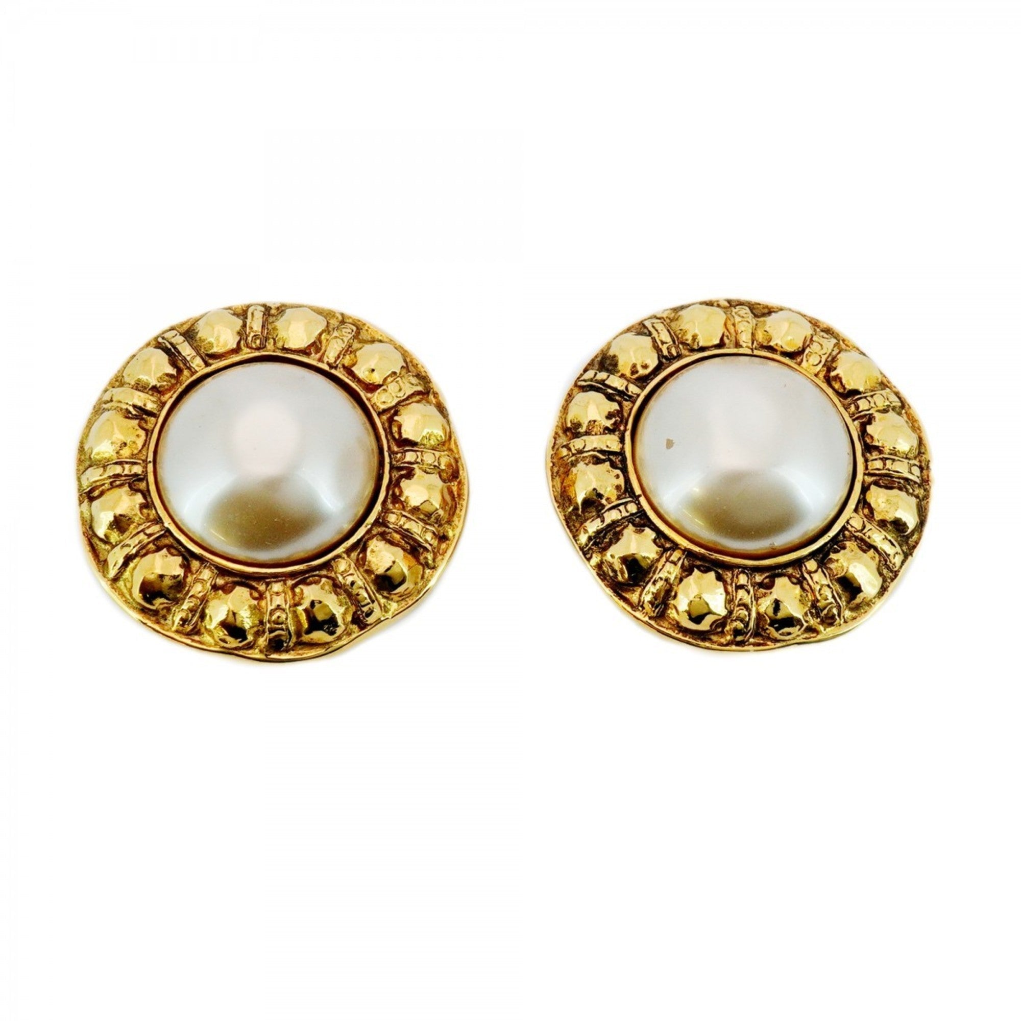 Clip-On Earrings Pearl Clip-On Gold-Tone Metal
