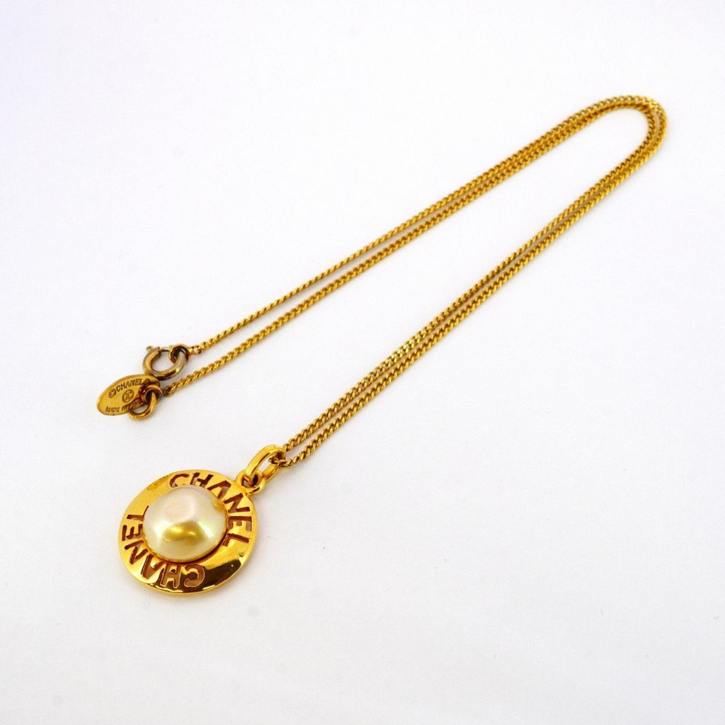 Pendant Necklace Metal Faux Pearl