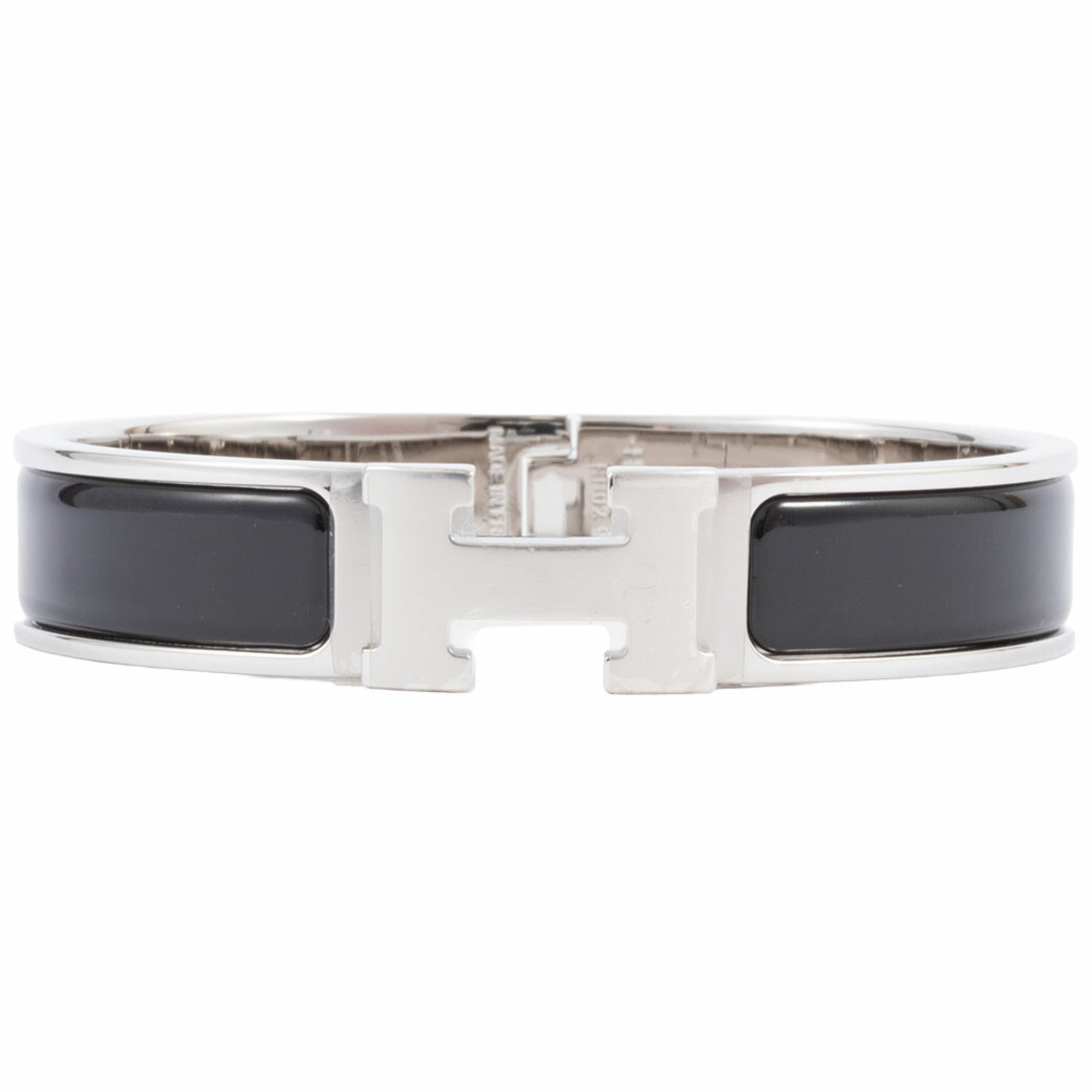 Bracelet Enamel and Metal Black and Silver