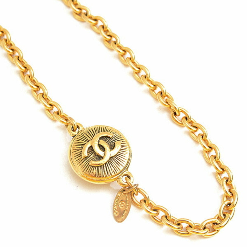 CC Logo Chain Pendant Necklace Gold-Tone Metal