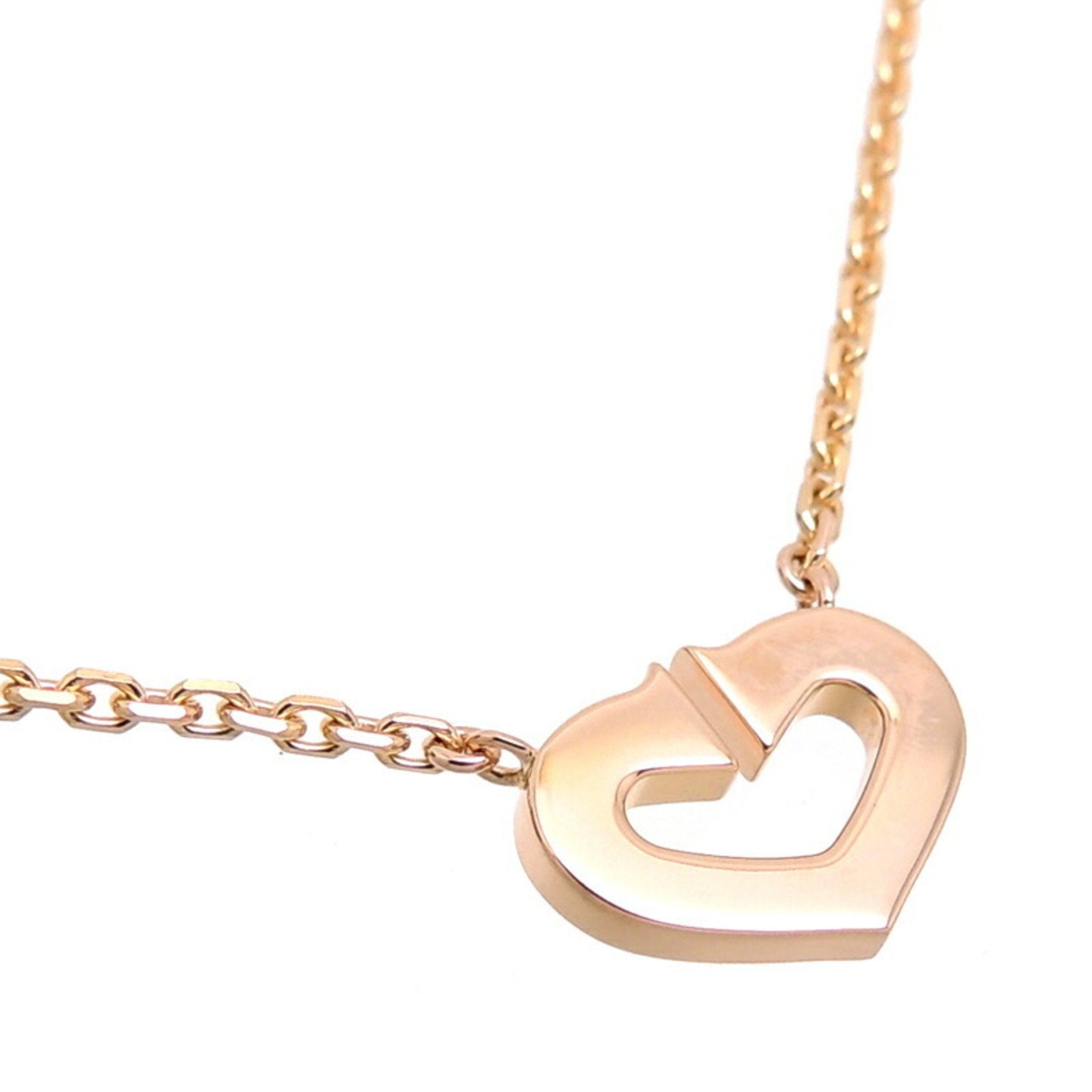 C Heart Pendant Necklace 18K Rose Gold
