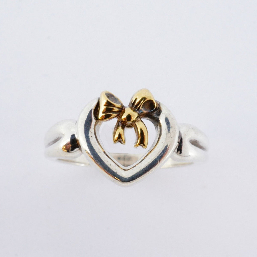 Ribbon Heart Ring 18K Yellow Gold and Sterling Silver