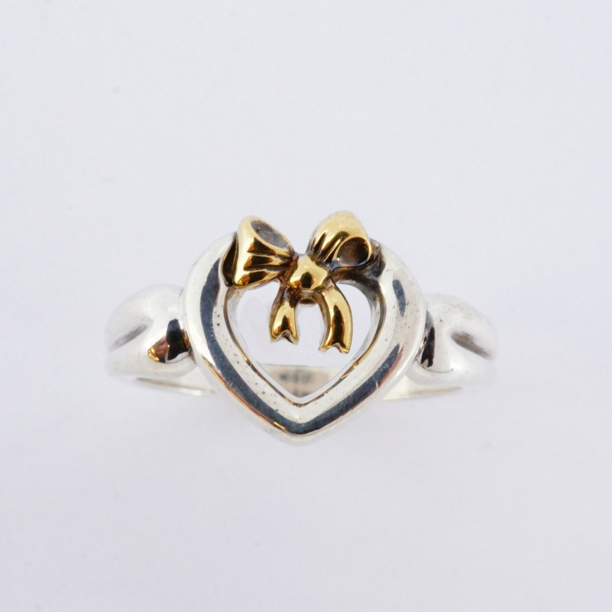 Ribbon Heart Ring 18K Yellow Gold and Sterling Silver
