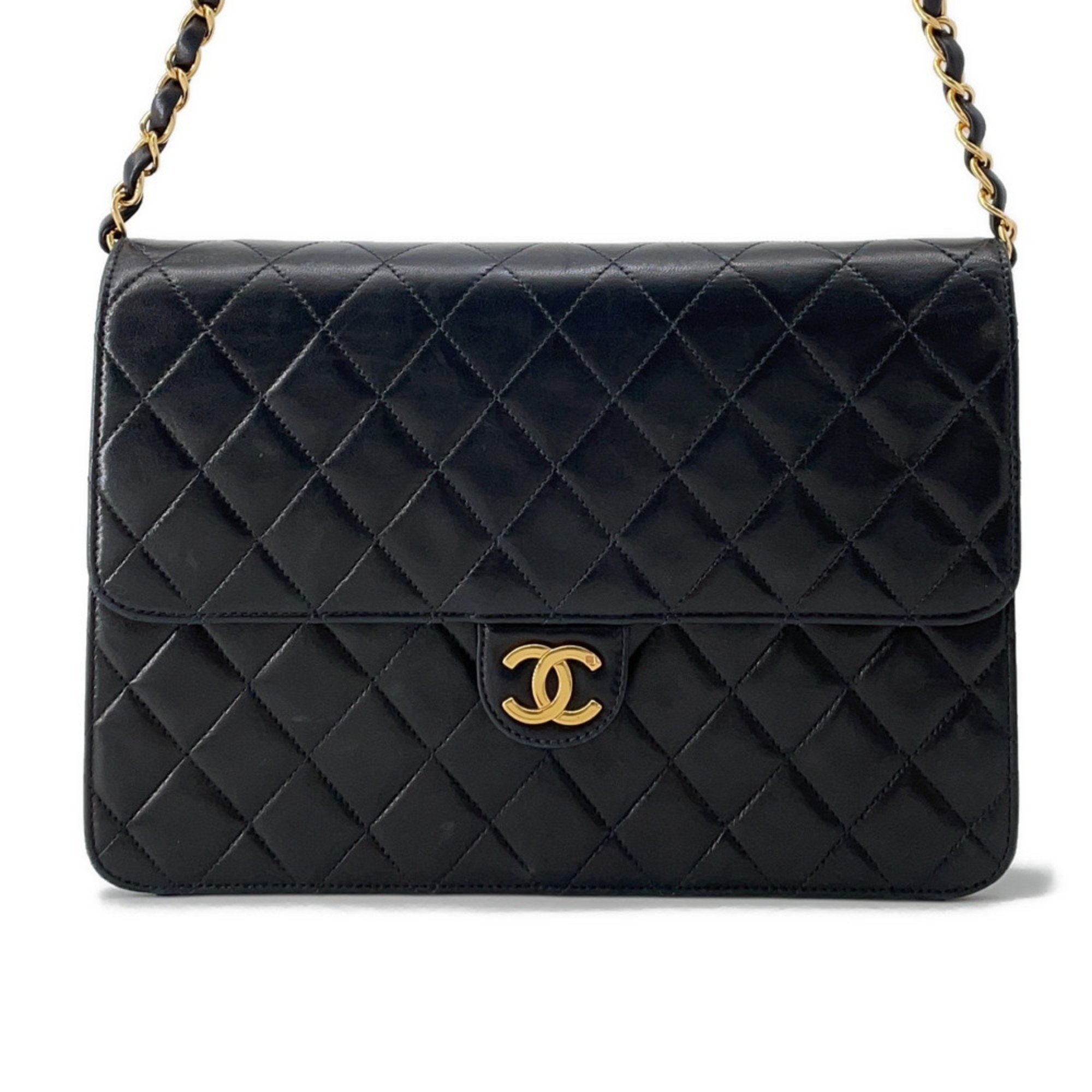 Vintage Clutch with Chain Quilted Leather Medium