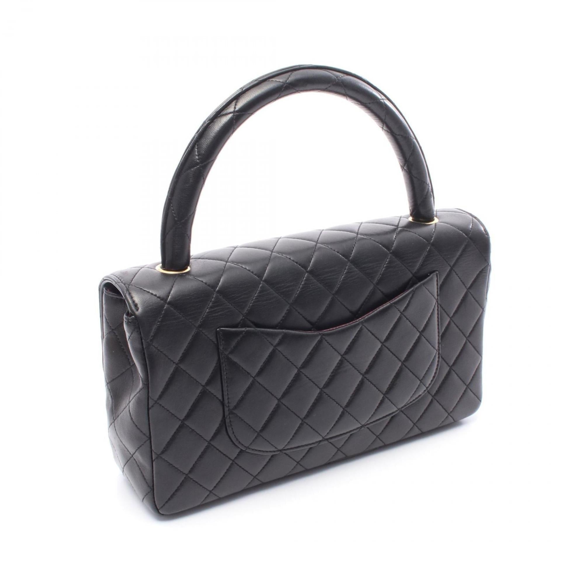 Vintage Twin Top Handle Flap Bag Quilted Lambskin Medium