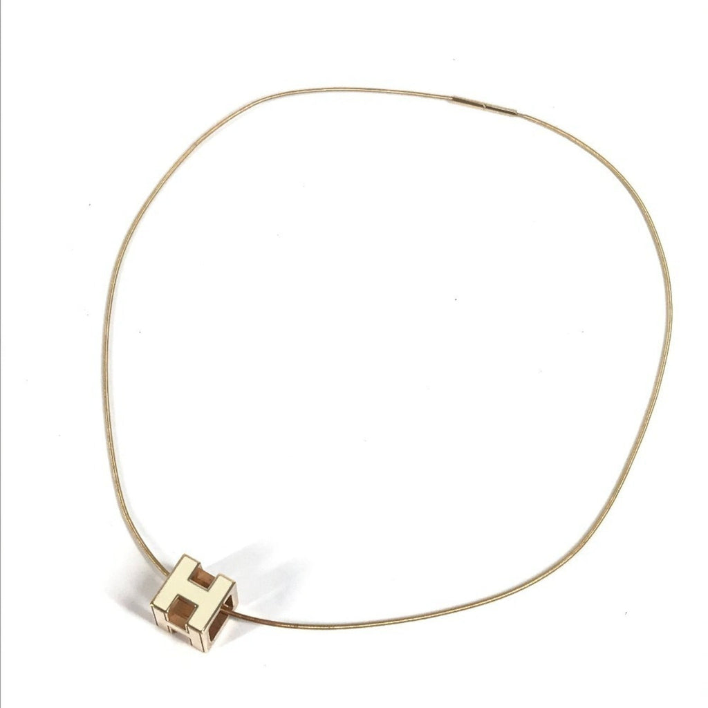 H Cube Pendant Necklace Metal Gold