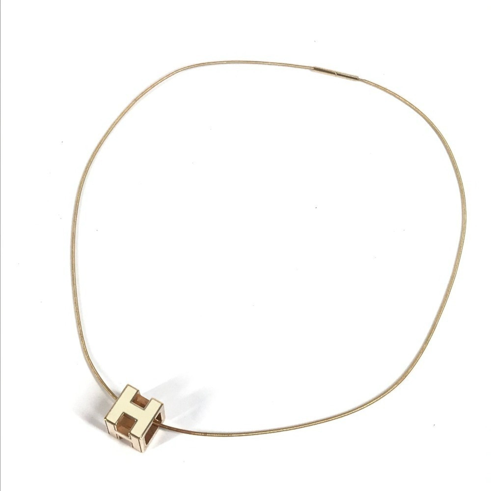 H Cube Pendant Necklace Metal Gold