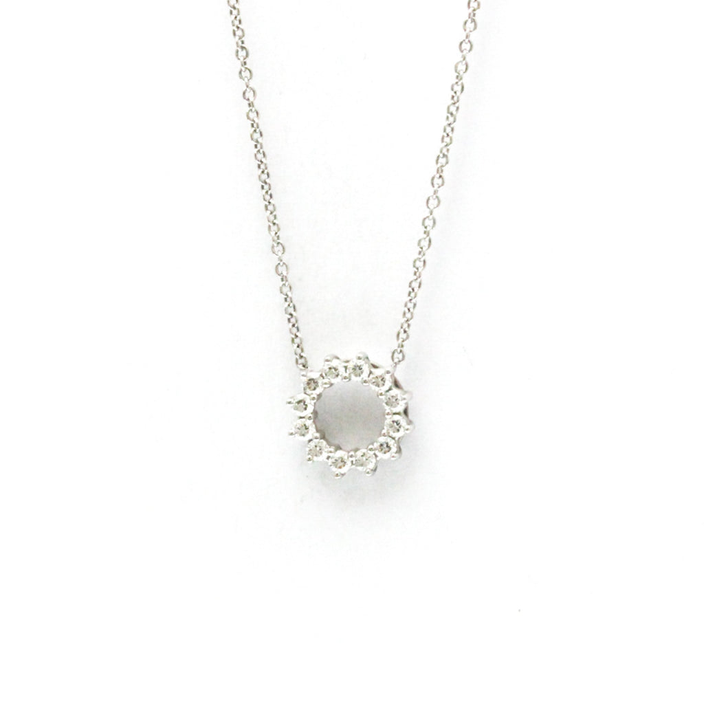 Open Circle Mini Pendant Necklace Platinum with Diamond