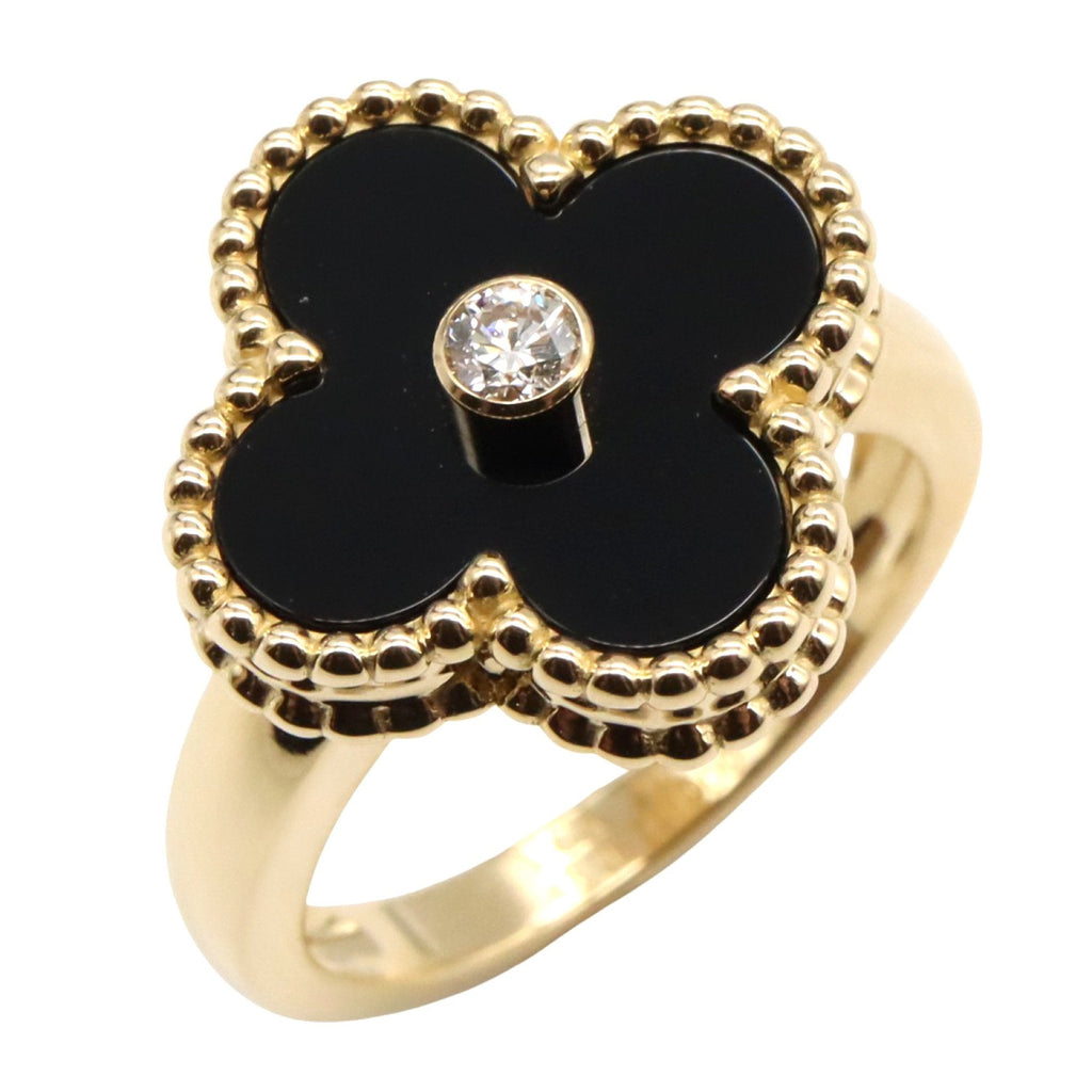 Vintage Alhambra Ring 18K Yellow Gold and Onyx