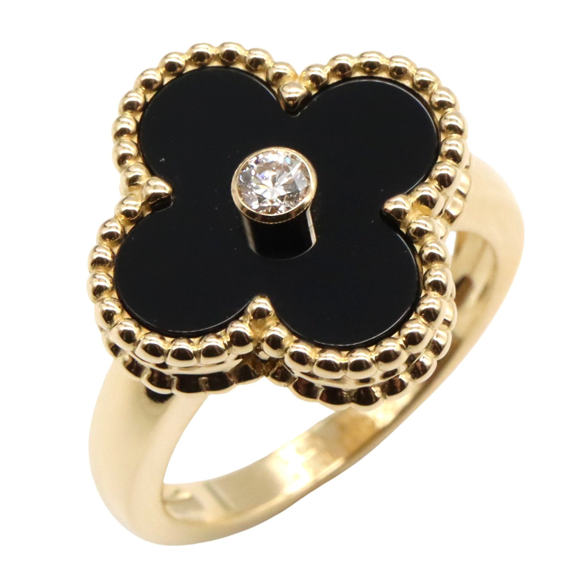 Vintage Alhambra Ring 18K Yellow Gold and Onyx