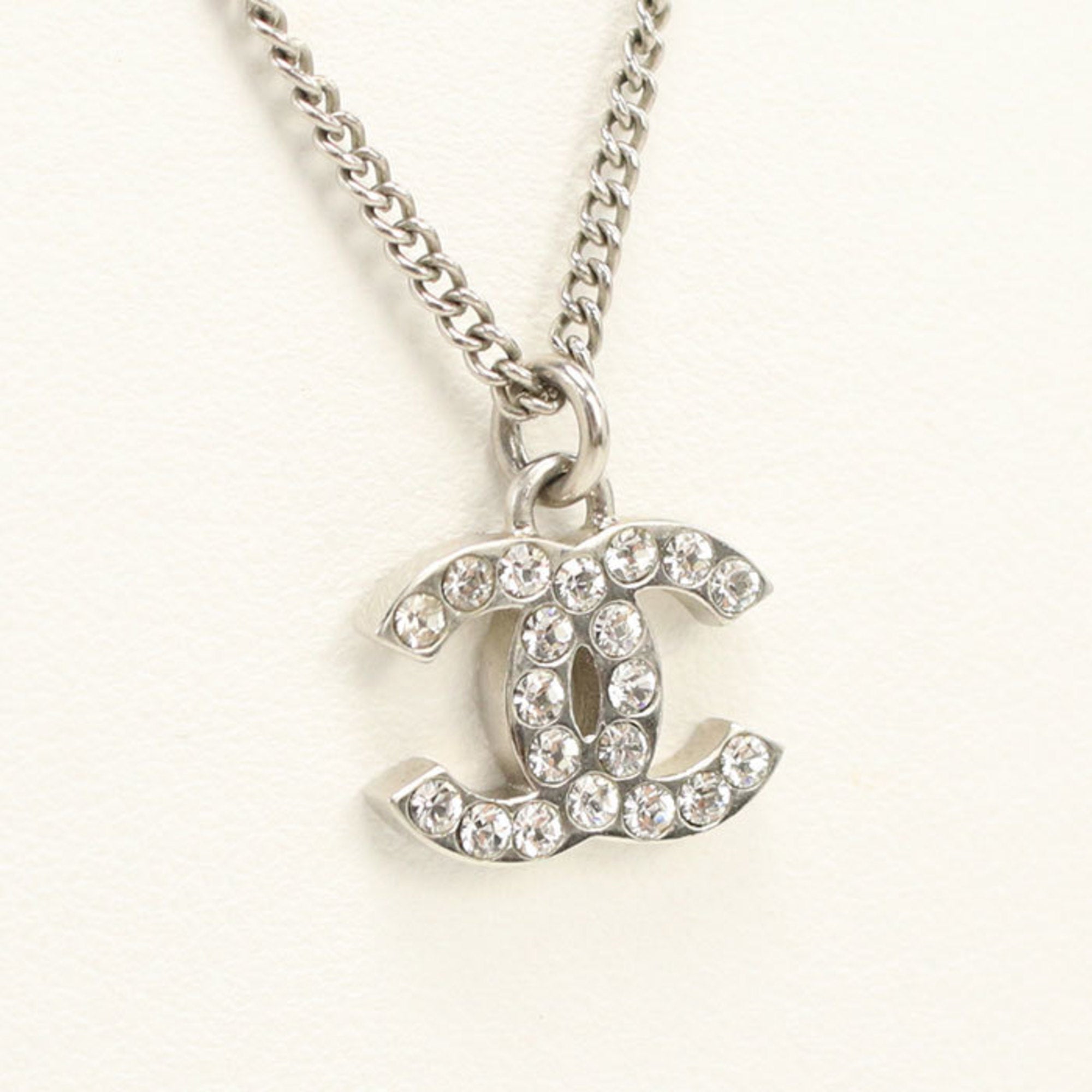 CC Logo Pendant Necklace Silver-Tone Metal