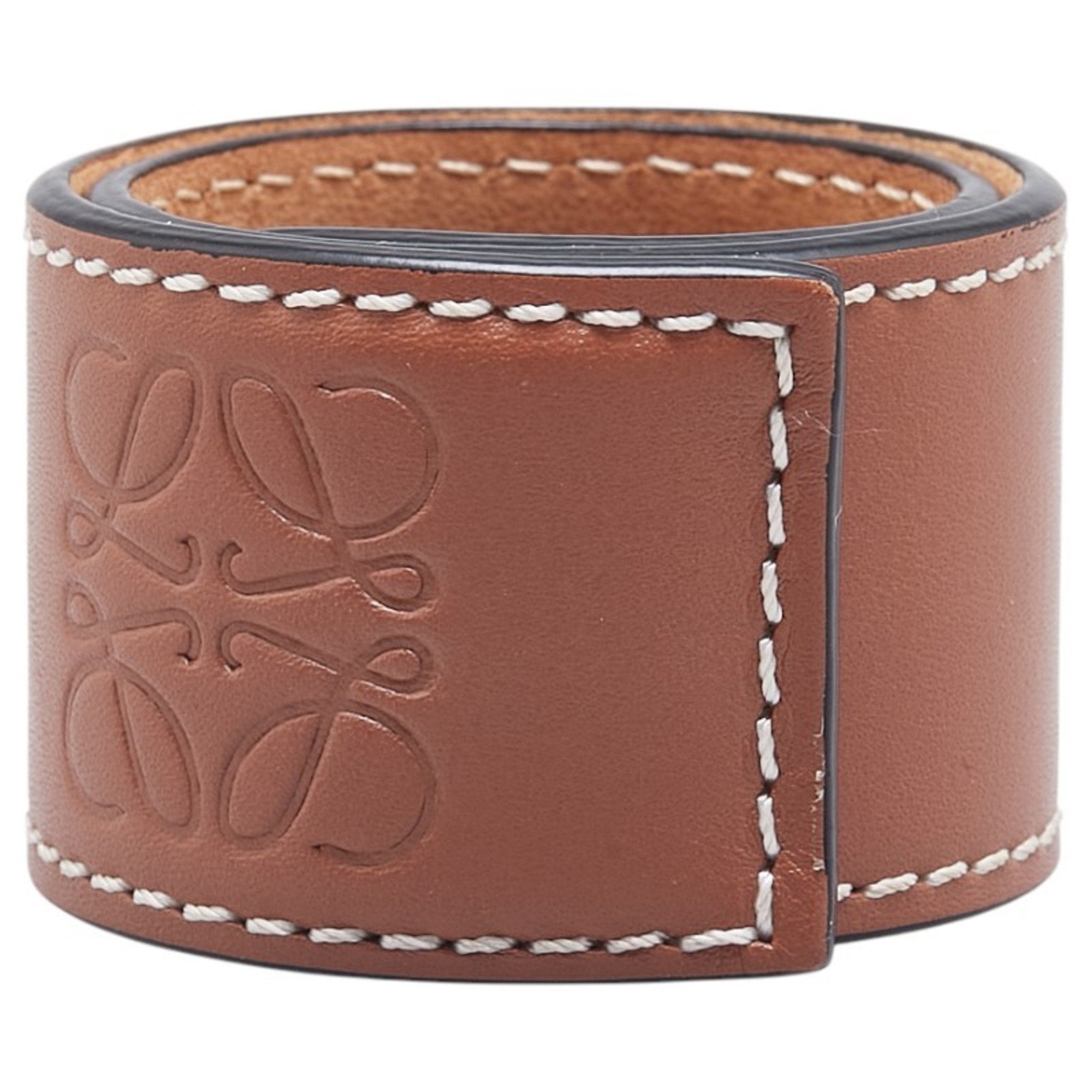 Anagram Slap Bracelet Leather Brown Small