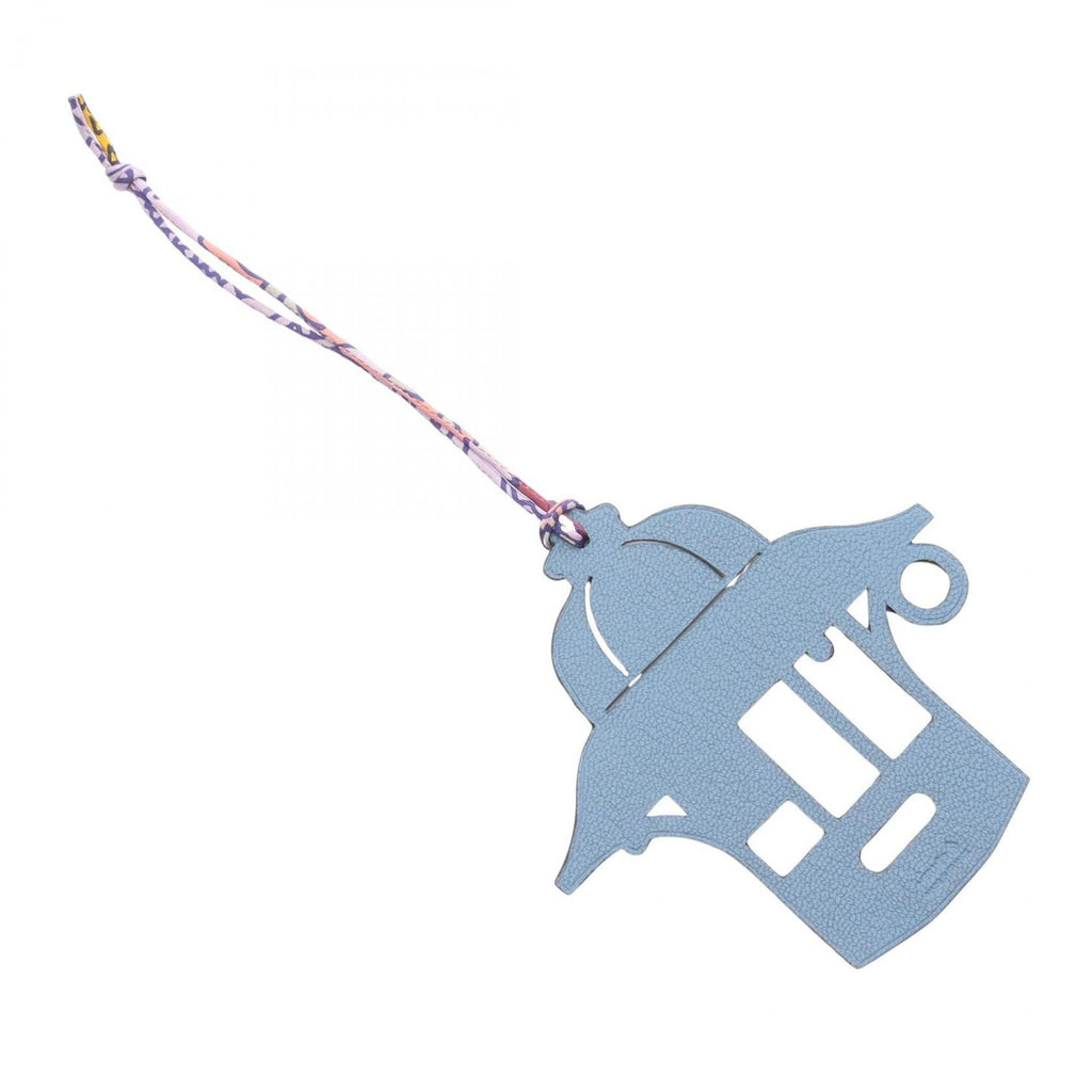 Keyring Charm Chevre and Taurillon Clemence Leather Navy Blue Ring