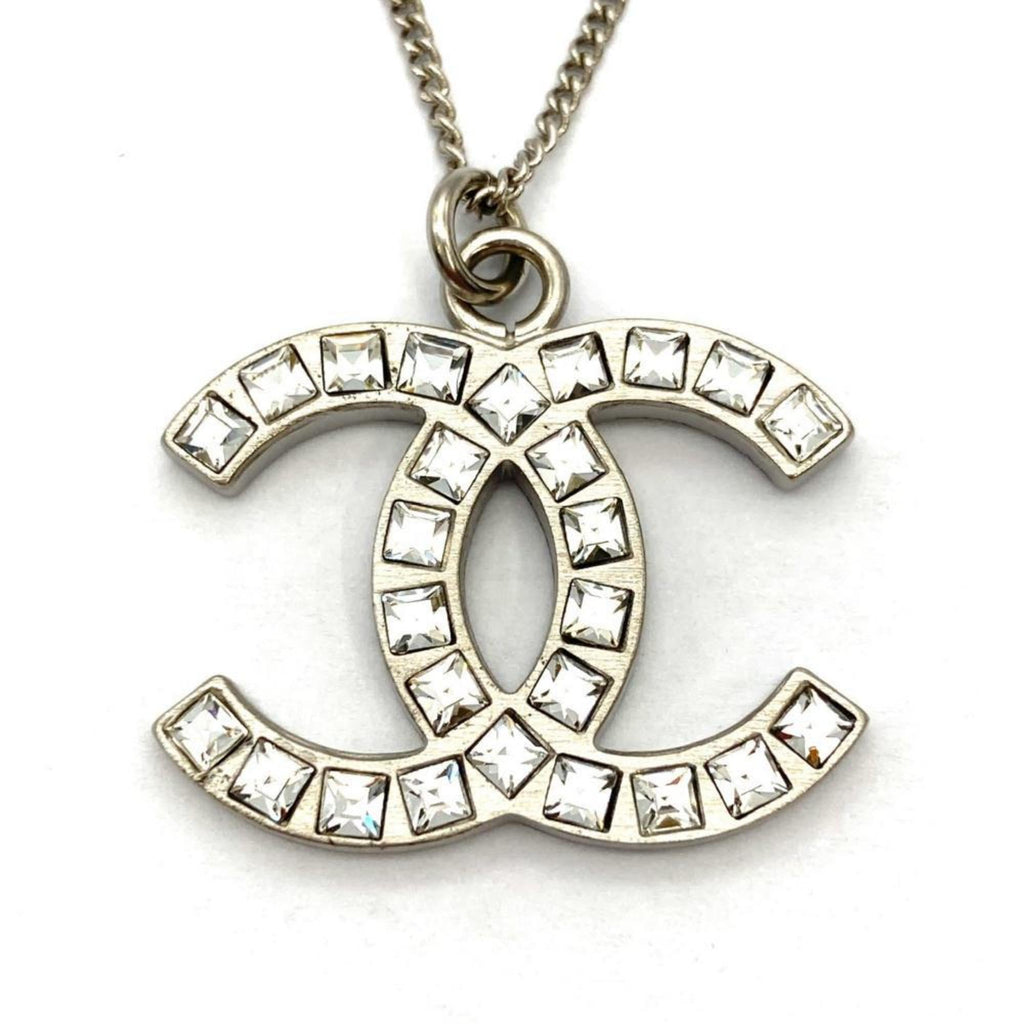 CC Logo Pendant Necklace Silver-Tone Metal