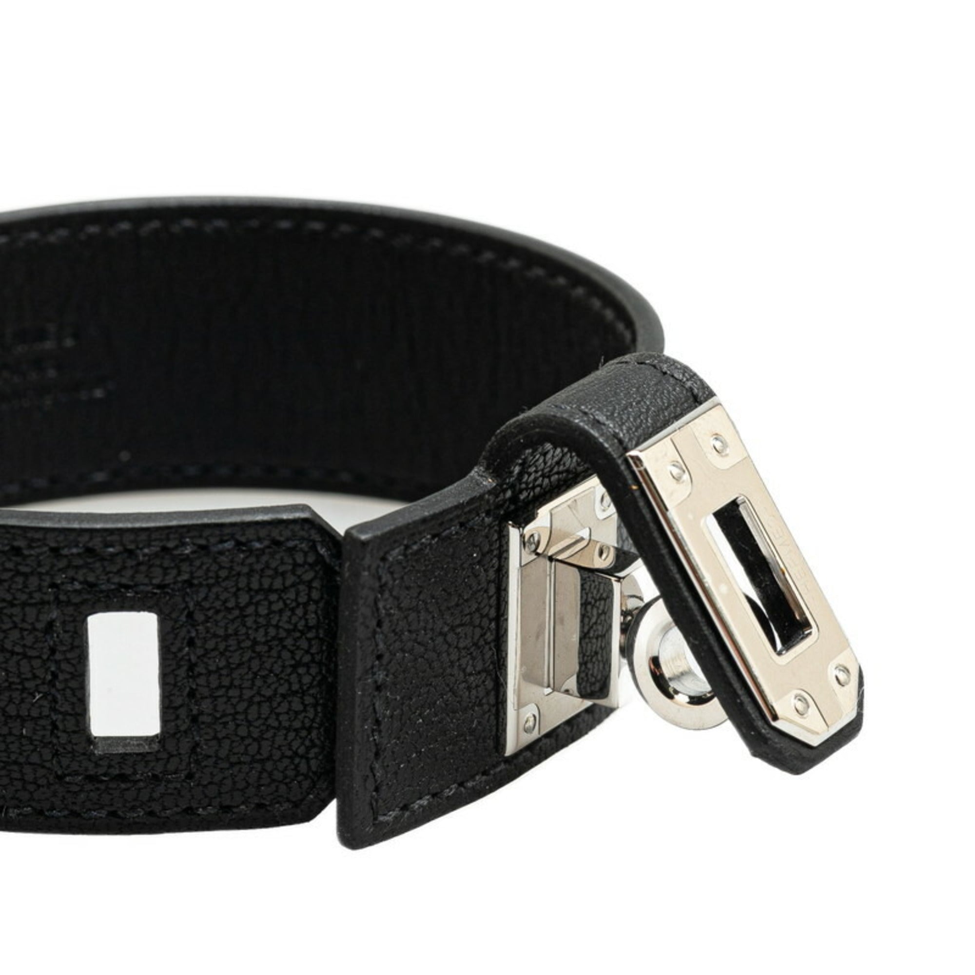 Kelly Bangle Swift Leather Black Bracelet