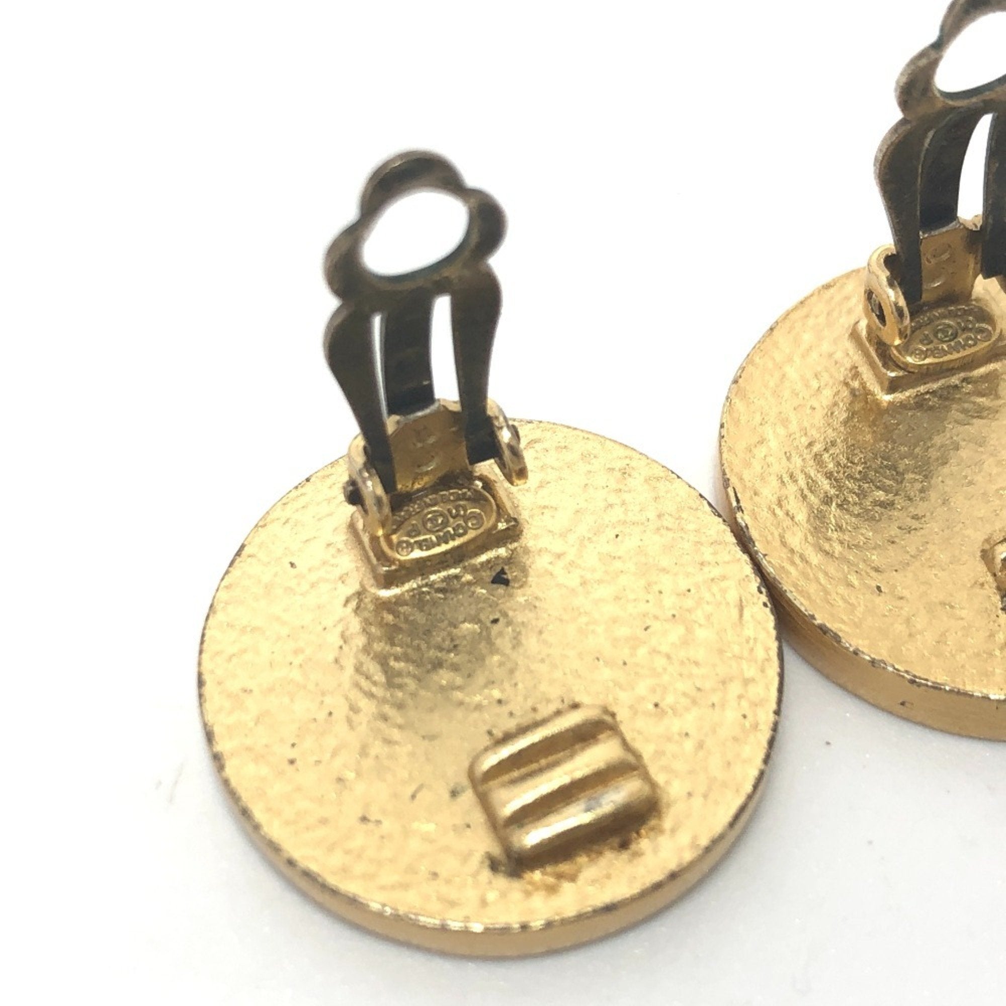 CC Logo Clip-On Earrings Gold-Tone Metal Gold-Tone Metal