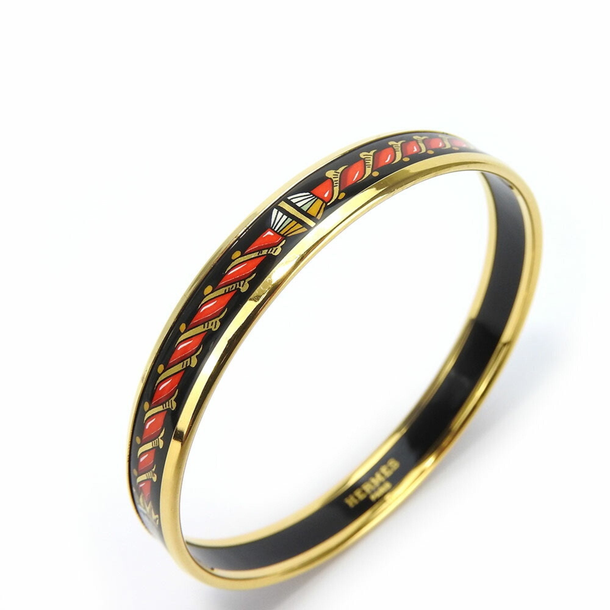 Bangle Enamel and Metal Black Bracelet