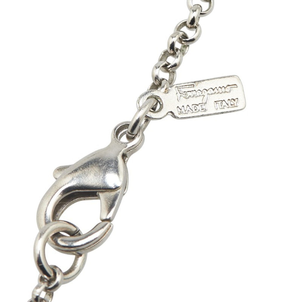 Gancini Pendant Necklace Metal Black and Silver and White
