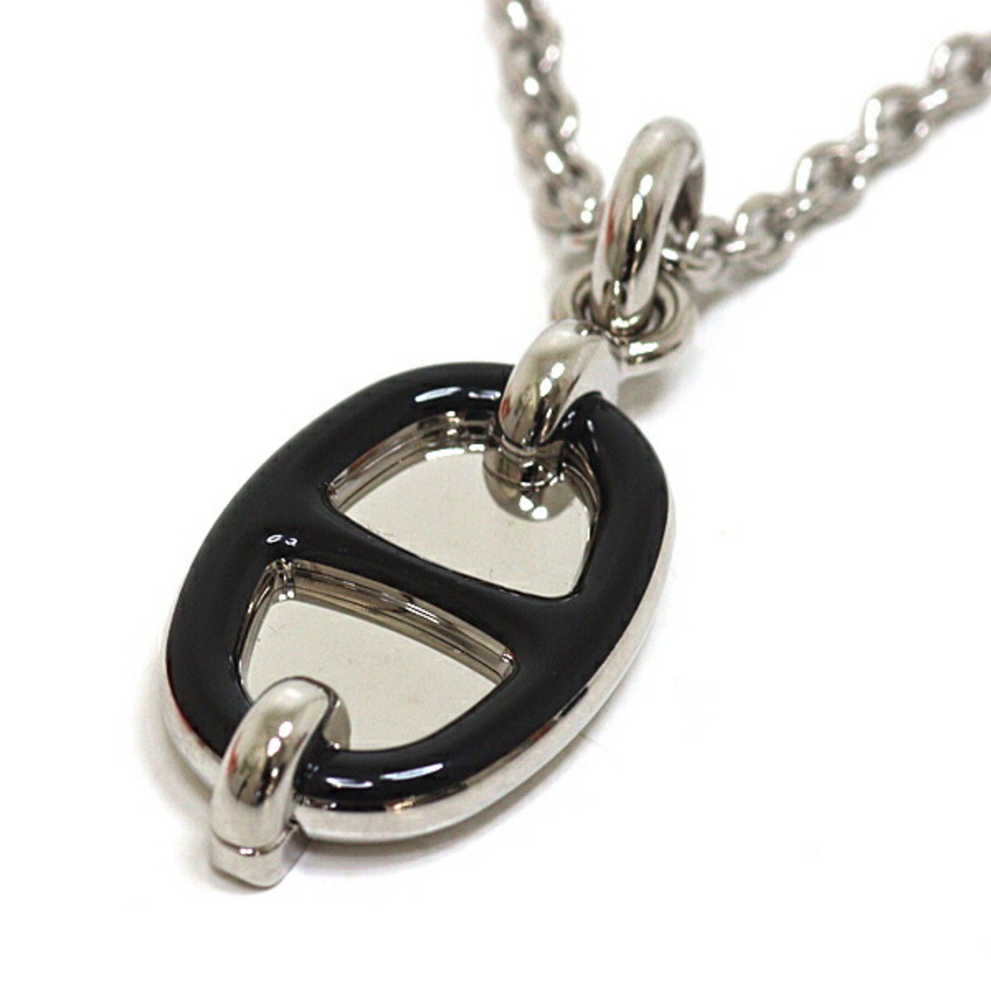 Maillon Pendant Necklace Metal Mini Black and Silver